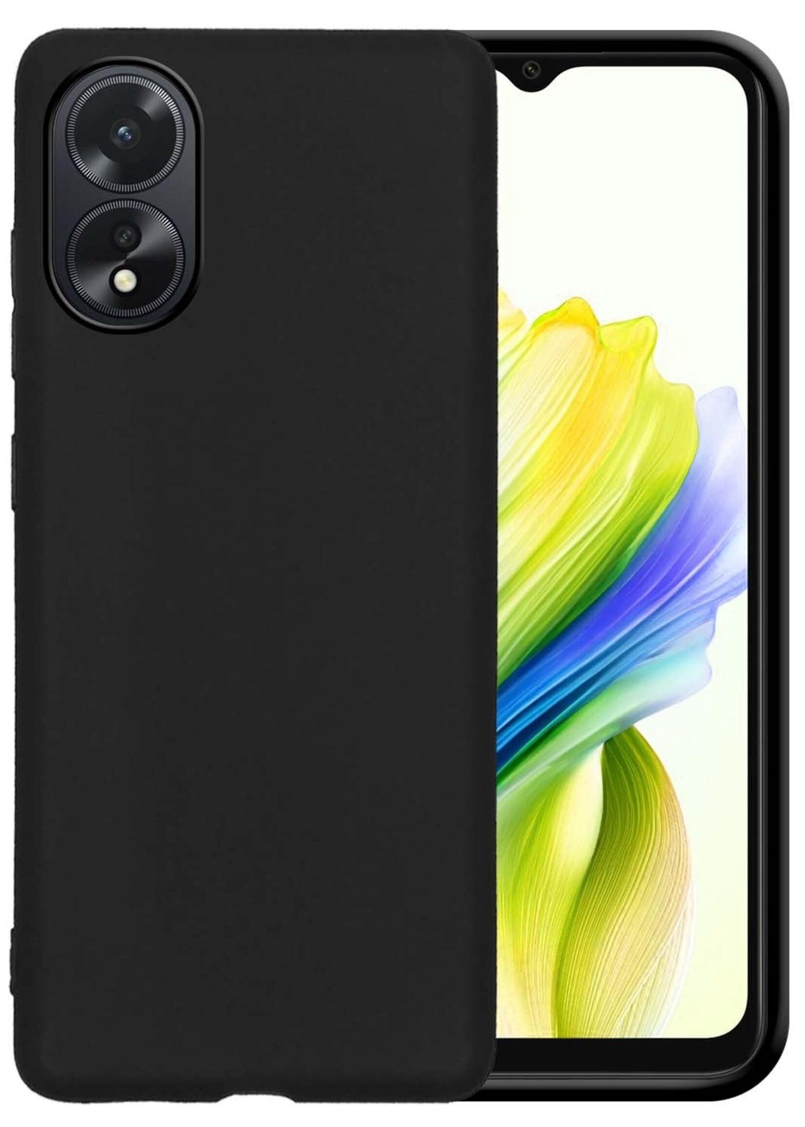 LUQ Hoesje Geschikt voor OPPO A18 Hoesje Siliconen Case - Hoes Geschikt voor OPPO A18 Hoes Siliconen - Zwart