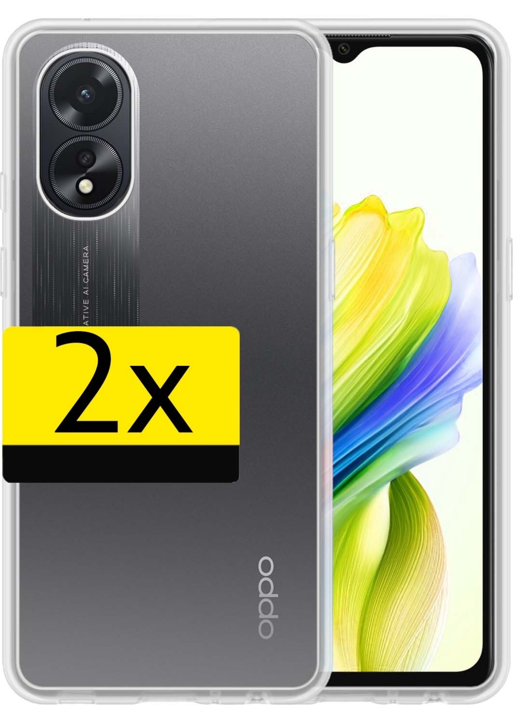 LUQ Hoesje Geschikt voor OPPO A18 Hoesje Siliconen Case - Hoes Geschikt voor OPPO A18 Hoes Siliconen - Transparant - 2 Stuks
