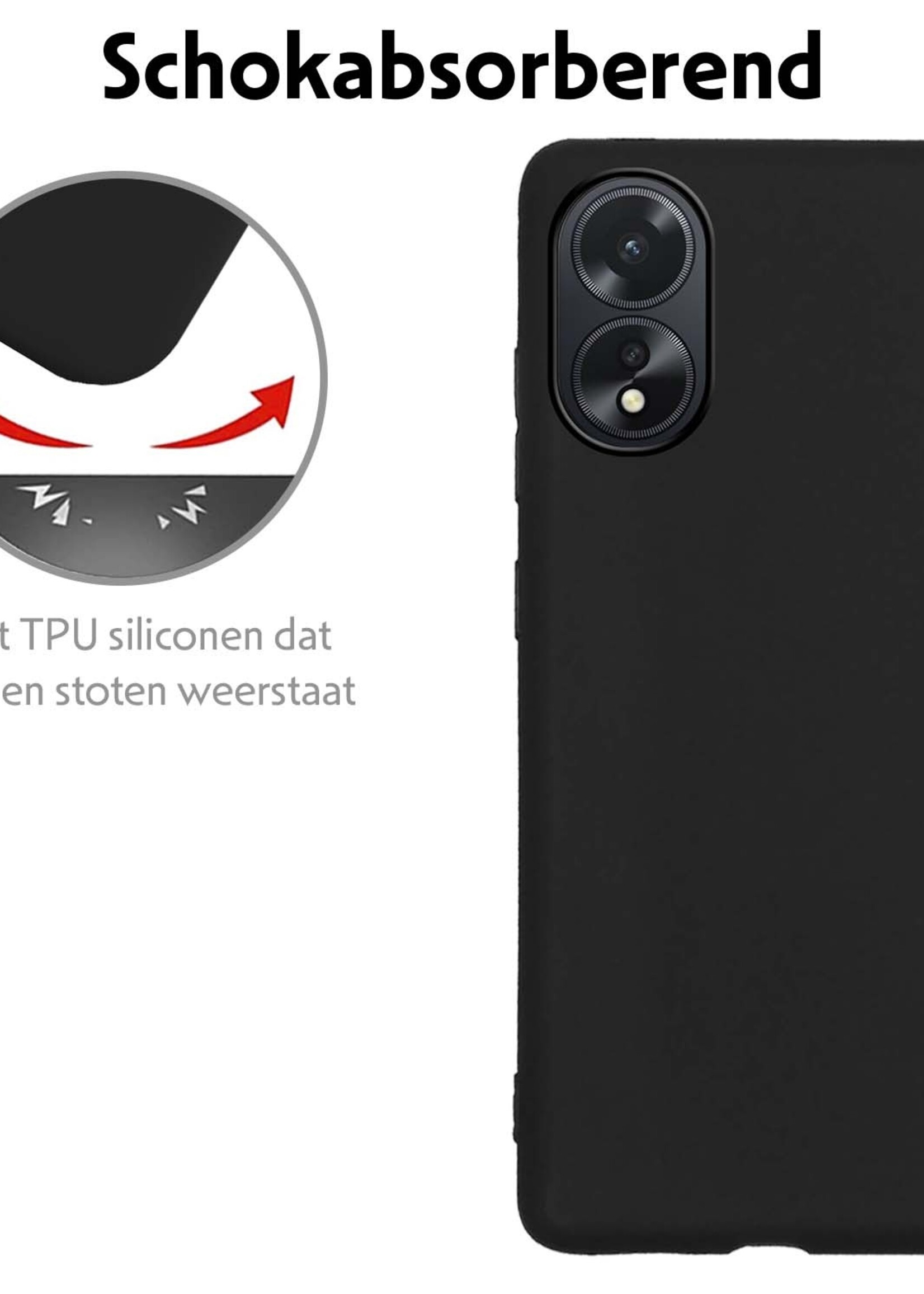 LUQ Hoesje Geschikt voor OPPO A18 Hoesje Siliconen Case - Hoes Geschikt voor OPPO A18 Hoes Siliconen - Zwart - 2 Stuks