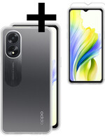 LUQ LUQ OPPO A18 Hoesje Siliconen Met Screenprotector - Transparant