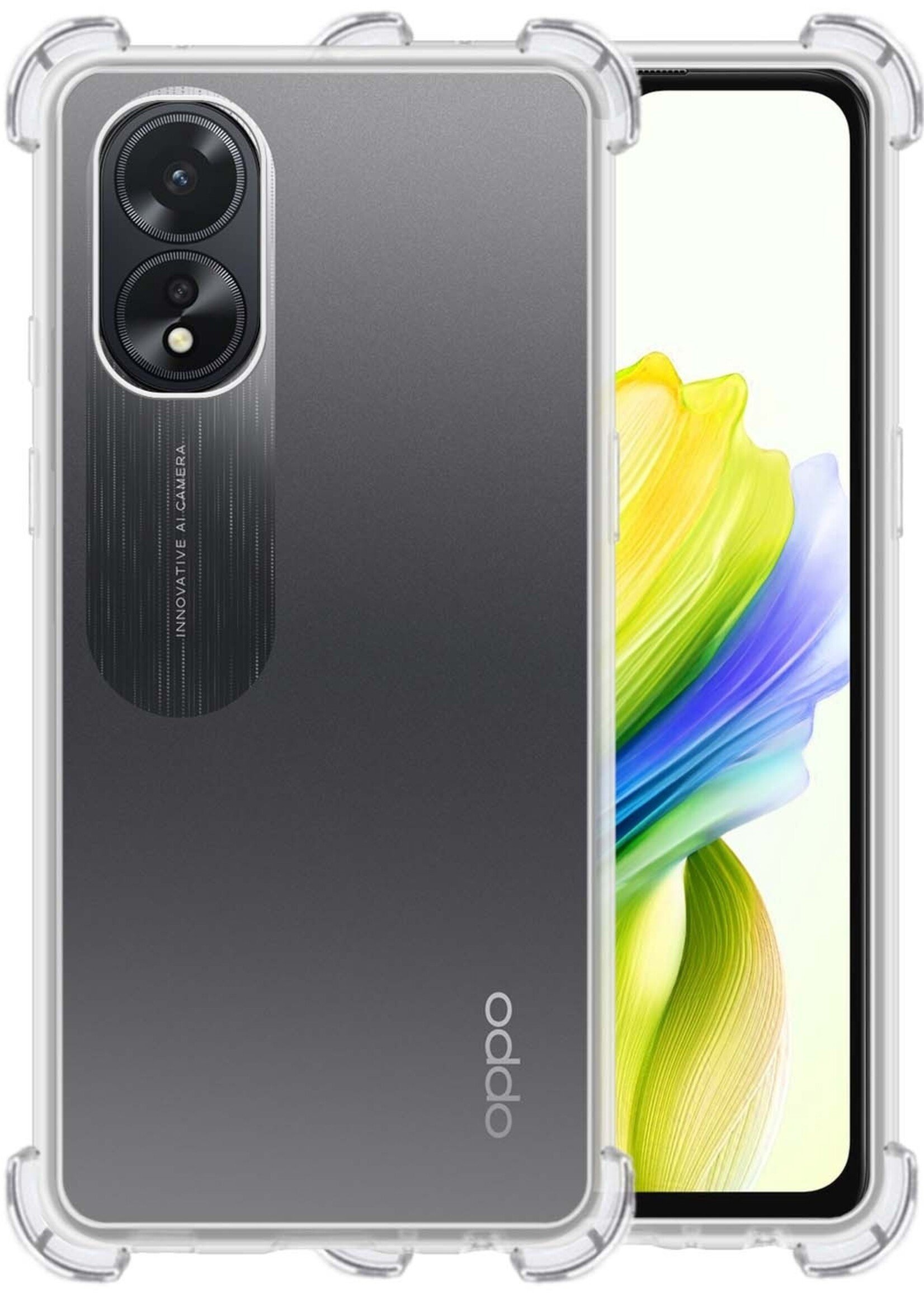 LUQ Hoesje Geschikt voor OPPO A18 Hoesje Shockproof Case Siliconen - Hoes Geschikt voor OPPO A18 Hoes Cover Siliconen - Transparant