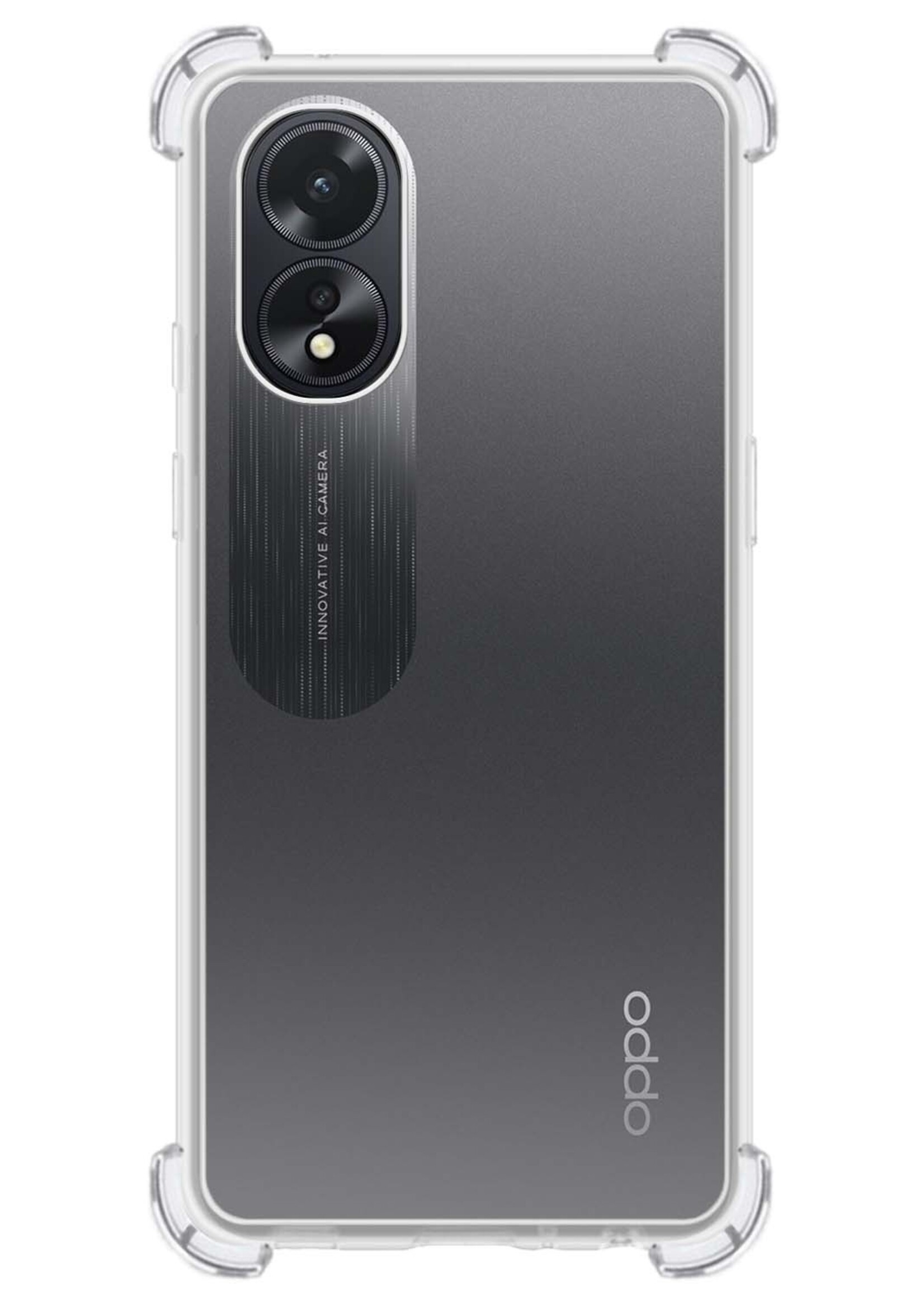 LUQ Hoesje Geschikt voor OPPO A18 Hoesje Shockproof Case Siliconen Met 2x Screenprotector - Hoes Geschikt voor OPPO A18 Hoes Cover Siliconen - Transparant