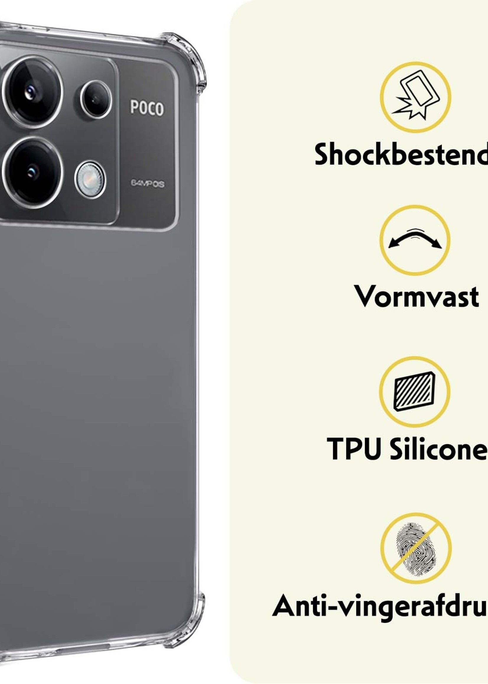 LUQ Hoesje Geschikt voor Xiaomi Poco X6 Hoesje Shockproof Case Siliconen - Hoes Geschikt voor Xiaomi Poco X6 5G Hoes Cover Siliconen - Transparant