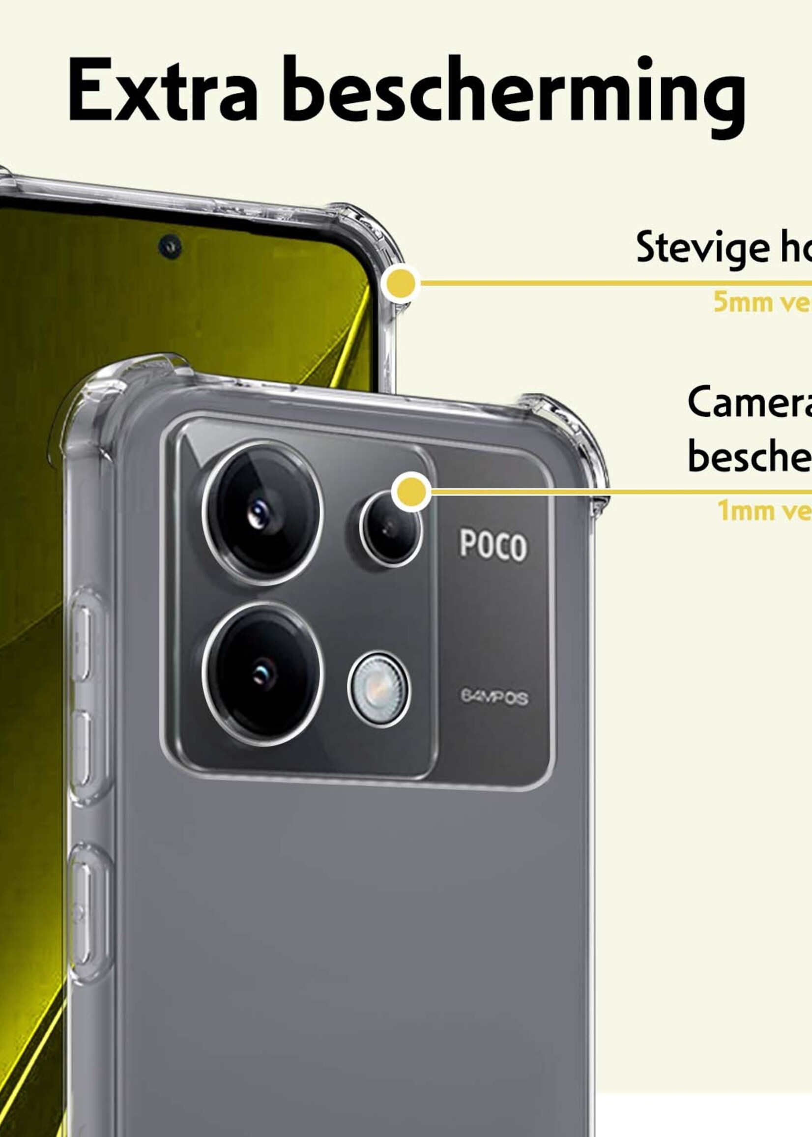 LUQ Hoesje Geschikt voor Xiaomi Poco X6 Hoesje Shockproof Case Siliconen - Hoes Geschikt voor Xiaomi Poco X6 5G Hoes Cover Siliconen - Transparant