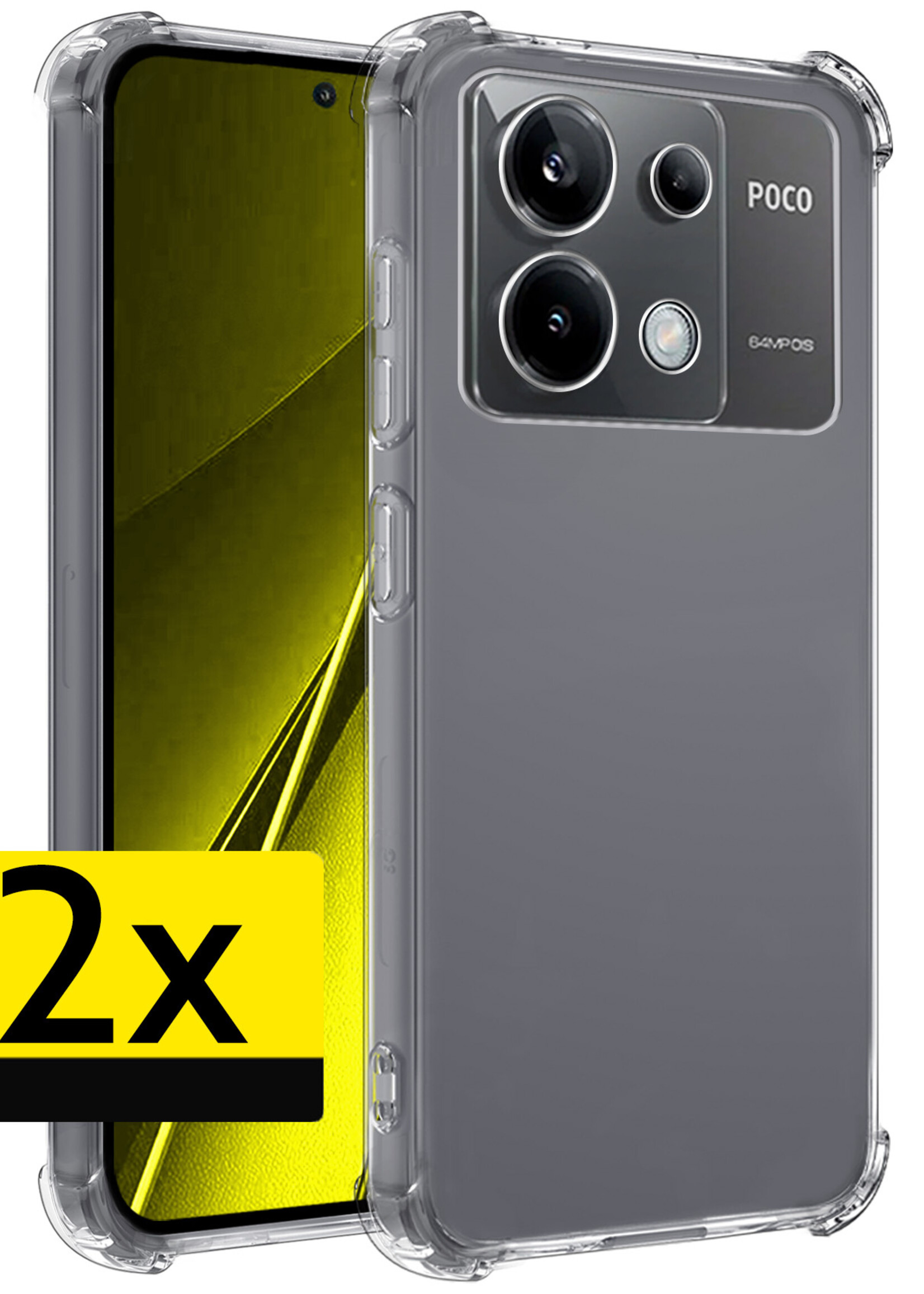 LUQ Hoesje Geschikt voor Xiaomi Poco X6 Hoesje Shockproof Case Siliconen - Hoes Geschikt voor Xiaomi Poco X6 5G Hoes Cover Siliconen - Transparant - 2 Stuks