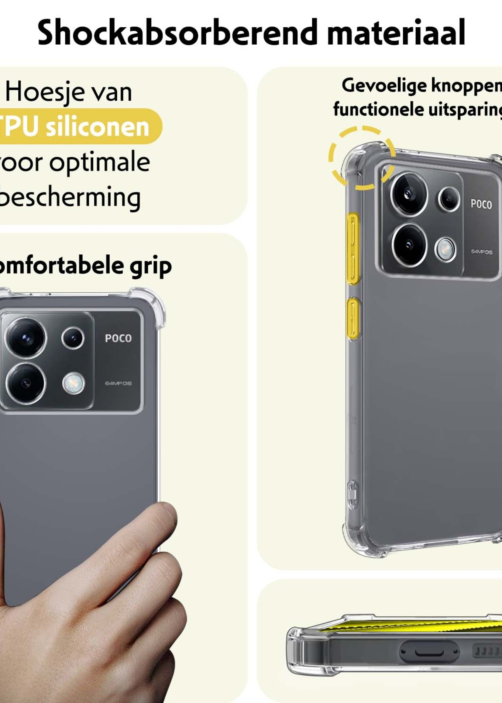 LUQ Hoesje Geschikt voor Xiaomi Poco X6 Hoesje Shockproof Case Siliconen - Hoes Geschikt voor Xiaomi Poco X6 5G Hoes Cover Siliconen - Transparant - 2 Stuks