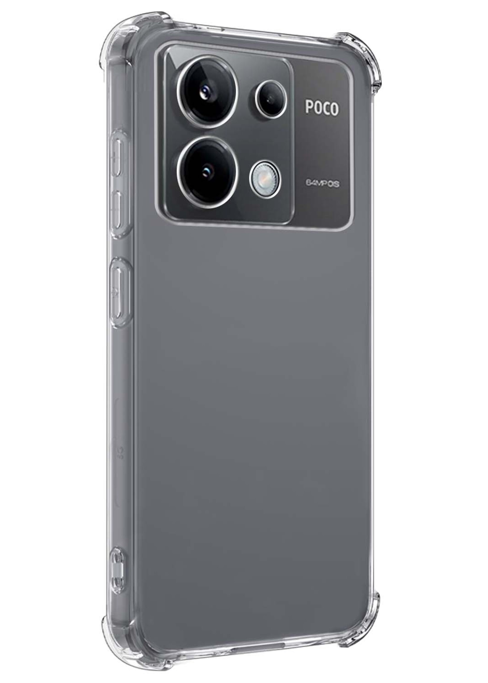 LUQ Hoesje Geschikt voor Xiaomi Poco X6 Hoesje Shockproof Case Siliconen Met 2x Screenprotector - Hoes Geschikt voor Xiaomi Poco X6 5G Hoes Cover Siliconen - Transparant