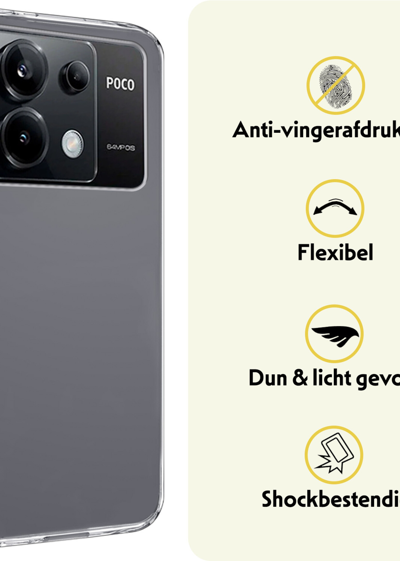 LUQ Hoesje Geschikt voor Xiaomi Poco X6 Hoesje Siliconen Case - Hoes Geschikt voor Xiaomi Poco X6 5G Hoes Siliconen - Transparant