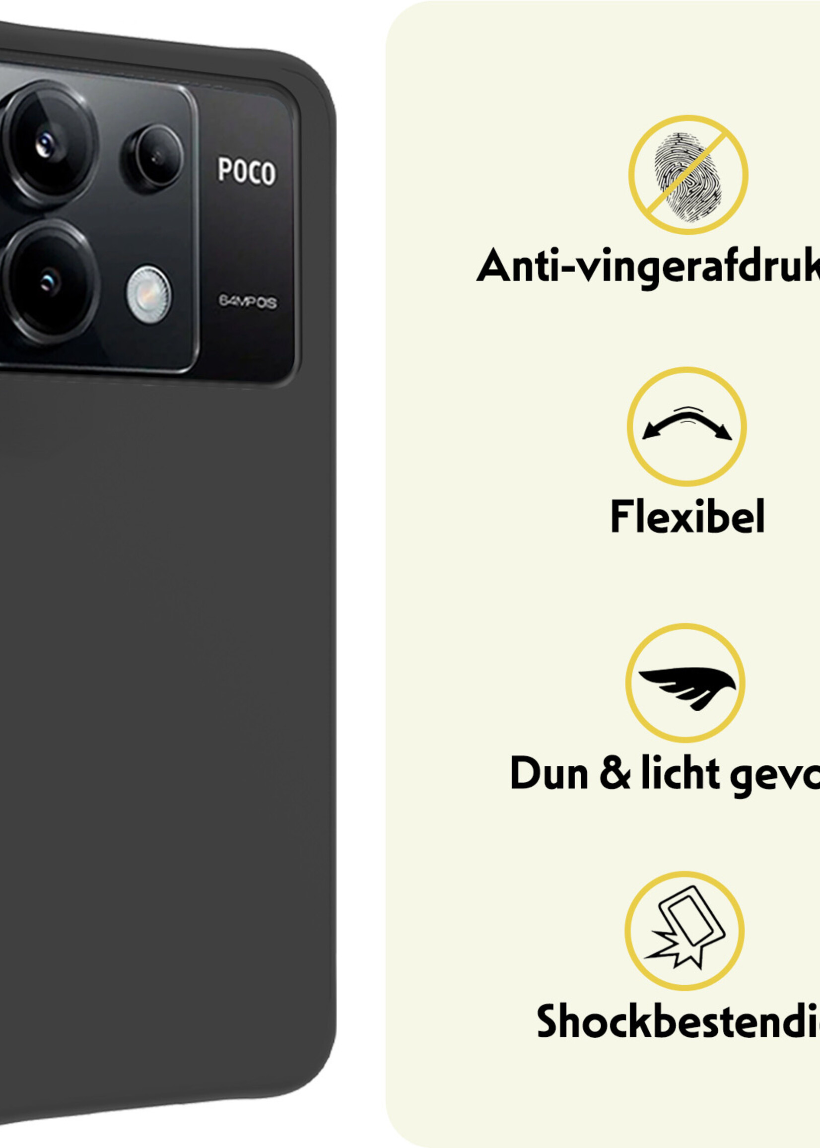 LUQ Hoesje Geschikt voor Xiaomi Poco X6 Hoesje Siliconen Case - Hoes Geschikt voor Xiaomi Poco X6 5G Hoes Siliconen - Zwart