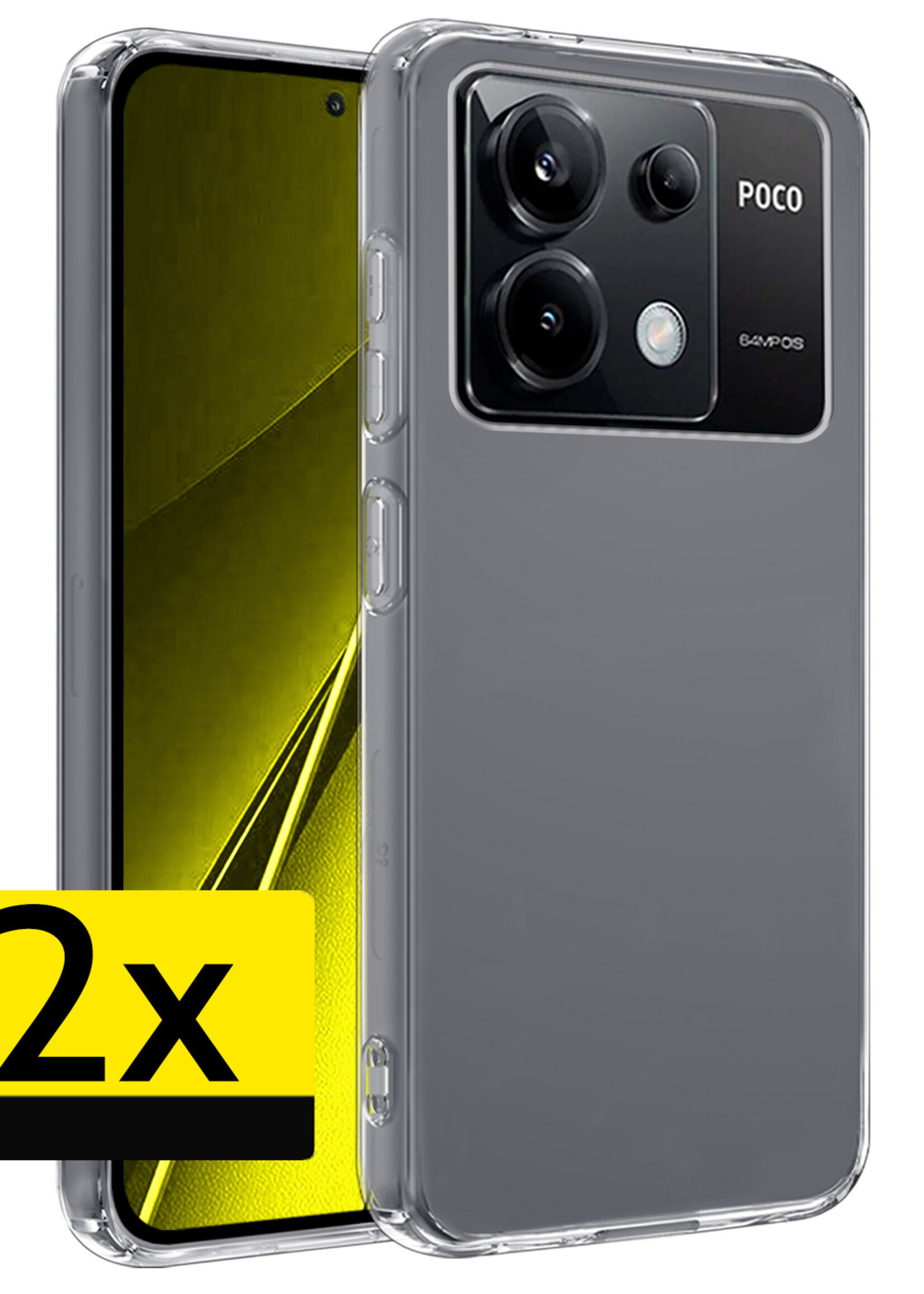 LUQ Hoesje Geschikt voor Xiaomi Poco X6 Hoesje Siliconen Case - Hoes Geschikt voor Xiaomi Poco X6 5G Hoes Siliconen - Transparant - 2 Stuks