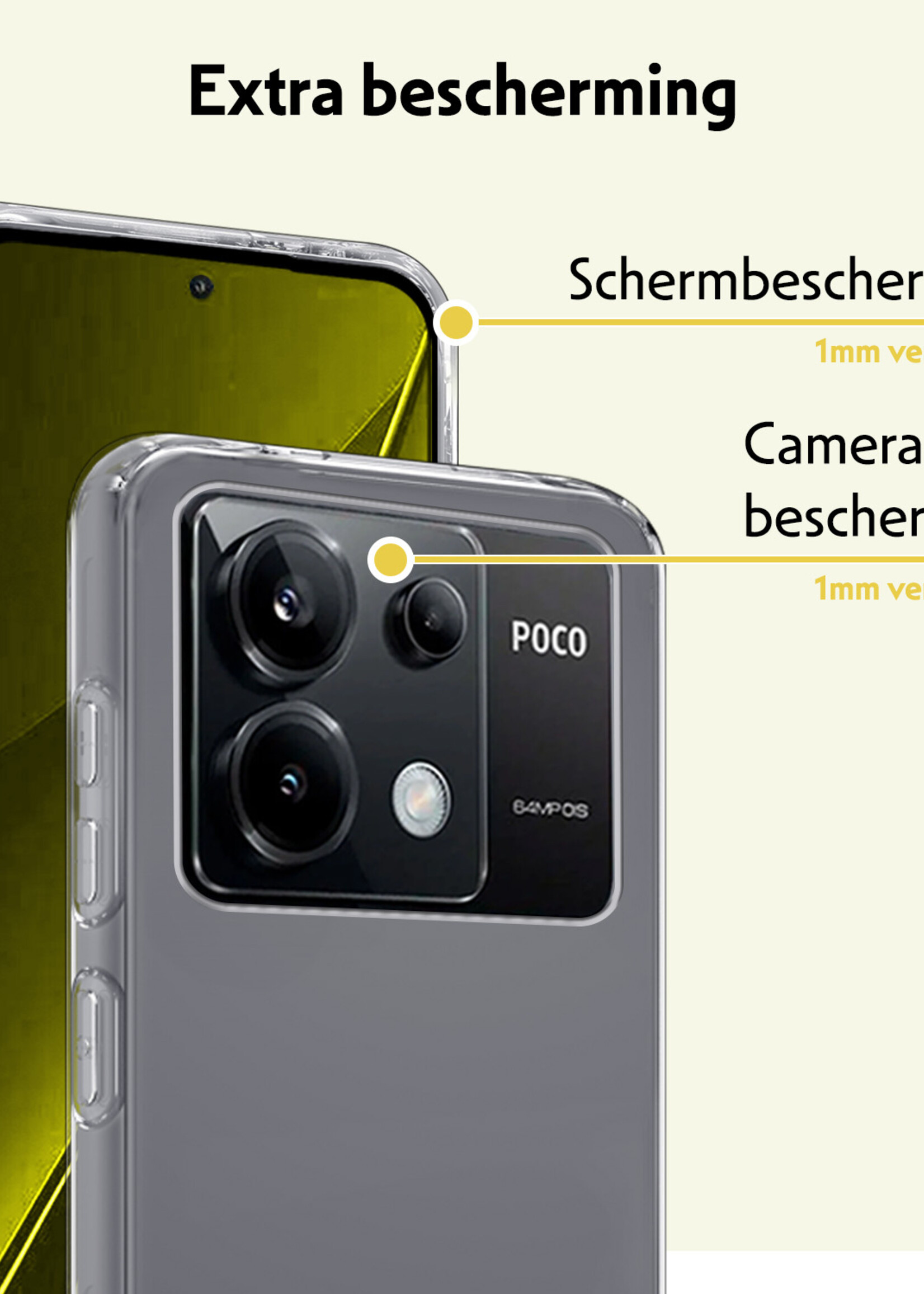 LUQ Hoesje Geschikt voor Xiaomi Poco X6 Hoesje Siliconen Case - Hoes Geschikt voor Xiaomi Poco X6 5G Hoes Siliconen - Transparant - 2 Stuks