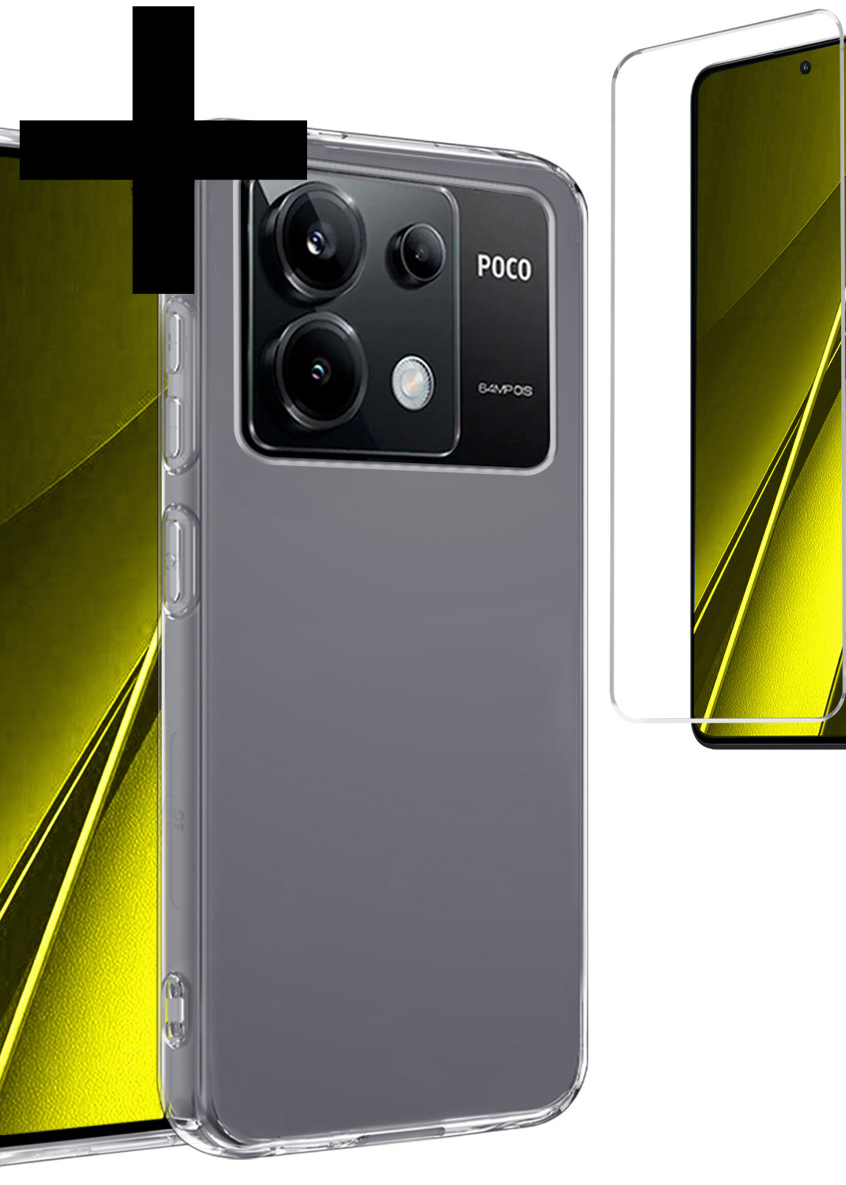 LUQ Hoesje Geschikt voor Xiaomi Poco X6 Hoesje Siliconen Case Met Screenprotector - Hoes Geschikt voor Xiaomi Poco X6 5G Hoes Siliconen - Transparant