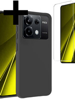 LUQ LUQ Xiaomi Poco X6 Hoesje Siliconen Met Screenprotector - Zwart