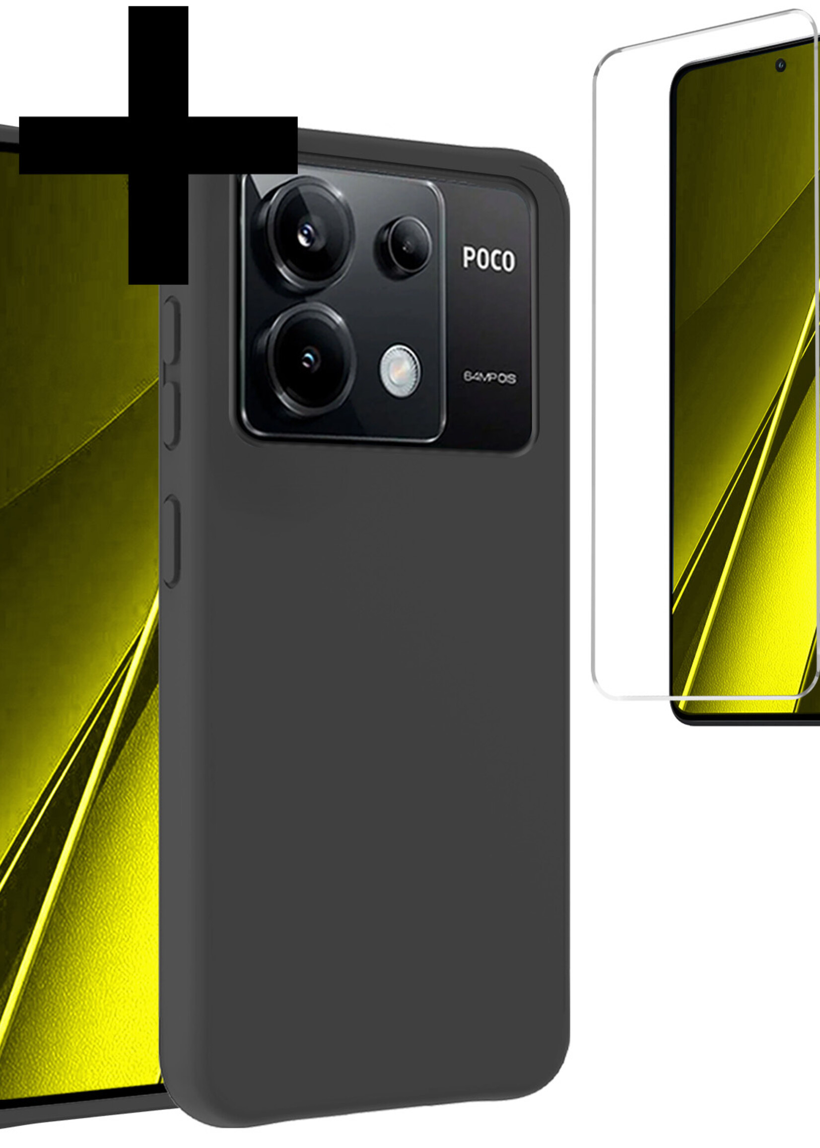 LUQ Hoesje Geschikt voor Xiaomi Poco X6 Hoesje Siliconen Case Met Screenprotector - Hoes Geschikt voor Xiaomi Poco X6 5G Hoes Siliconen - Zwart