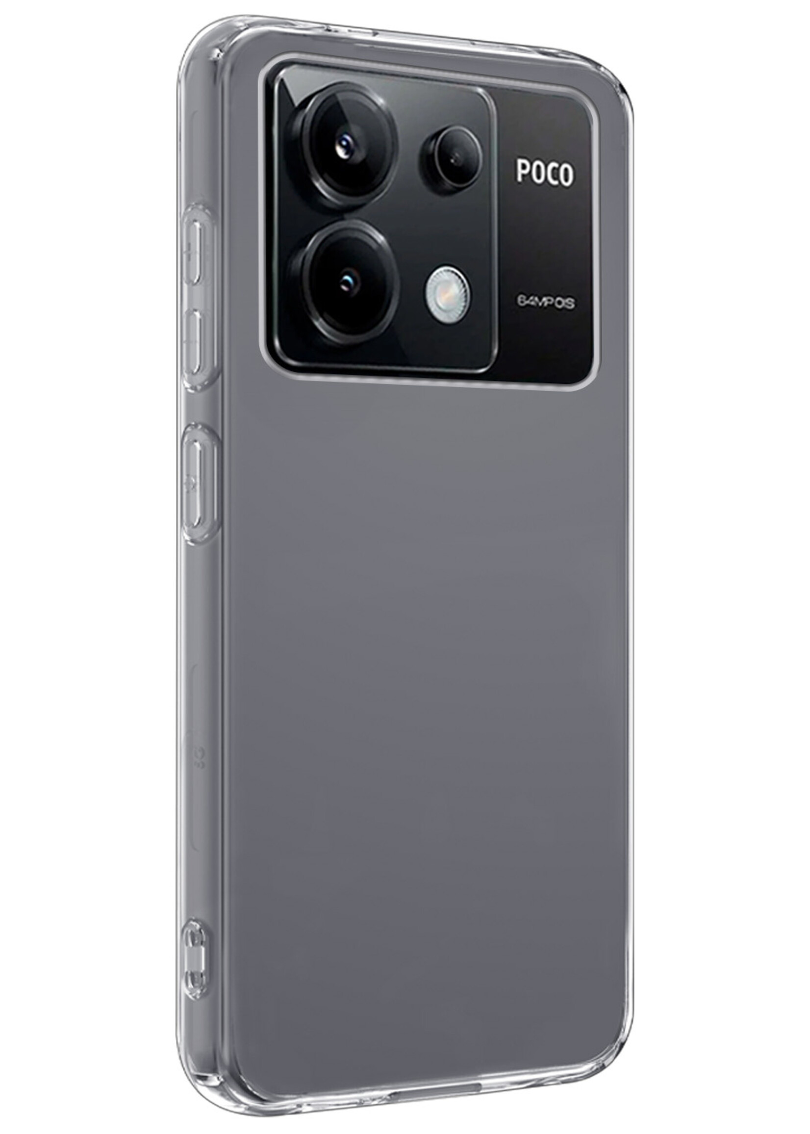 LUQ Hoesje Geschikt voor Xiaomi Poco X6 Hoesje Siliconen Case Met 2x Screenprotector - Hoes Geschikt voor Xiaomi Poco X6 5G Hoes Siliconen - Transparant