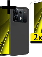 LUQ LUQ Xiaomi Poco X6 Hoesje Siliconen Met 2x Screenprotector - Zwart