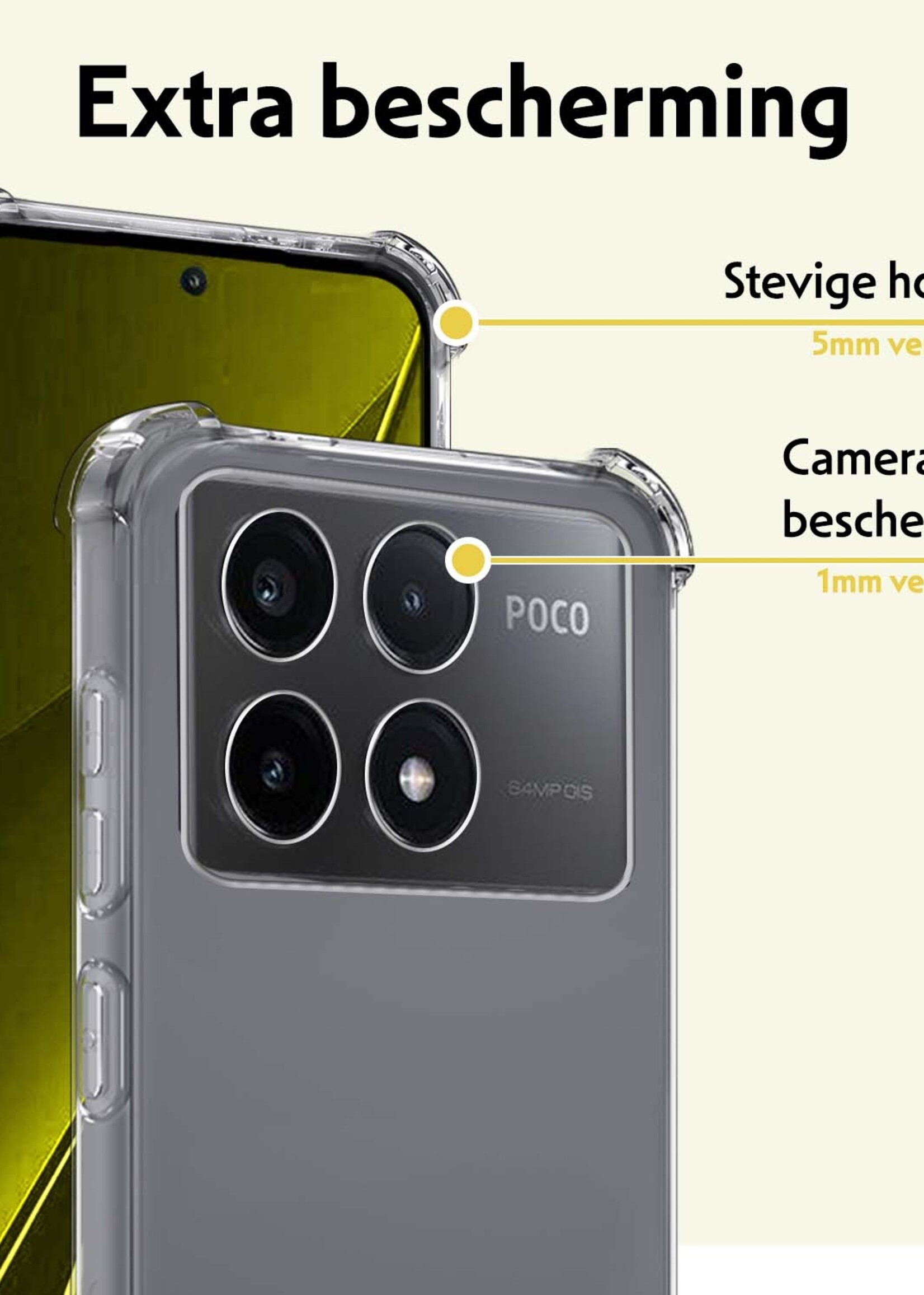 LUQ Hoesje Geschikt voor Xiaomi Poco X6 Pro 5G Hoesje Shockproof Case Siliconen - Hoes Geschikt voor Xiaomi Poco X6 Pro Hoes Cover Siliconen - Transparant - 2 Stuks