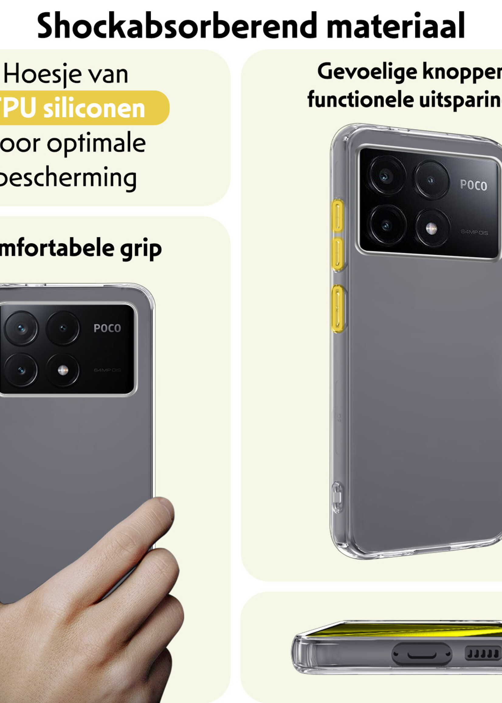 LUQ Hoesje Geschikt voor Xiaomi Poco X6 Pro 5G Hoesje Siliconen Case - Hoes Geschikt voor Xiaomi Poco X6 Pro Hoes Siliconen - Transparant