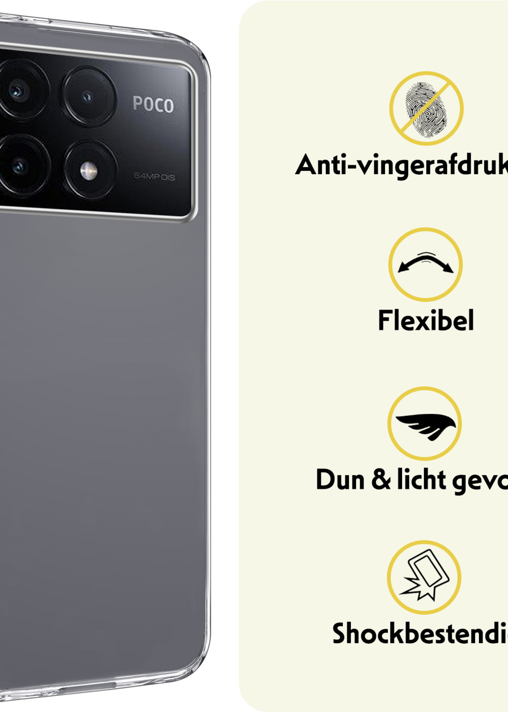 LUQ Hoesje Geschikt voor Xiaomi Poco X6 Pro 5G Hoesje Siliconen Case - Hoes Geschikt voor Xiaomi Poco X6 Pro Hoes Siliconen - Transparant - 2 Stuks