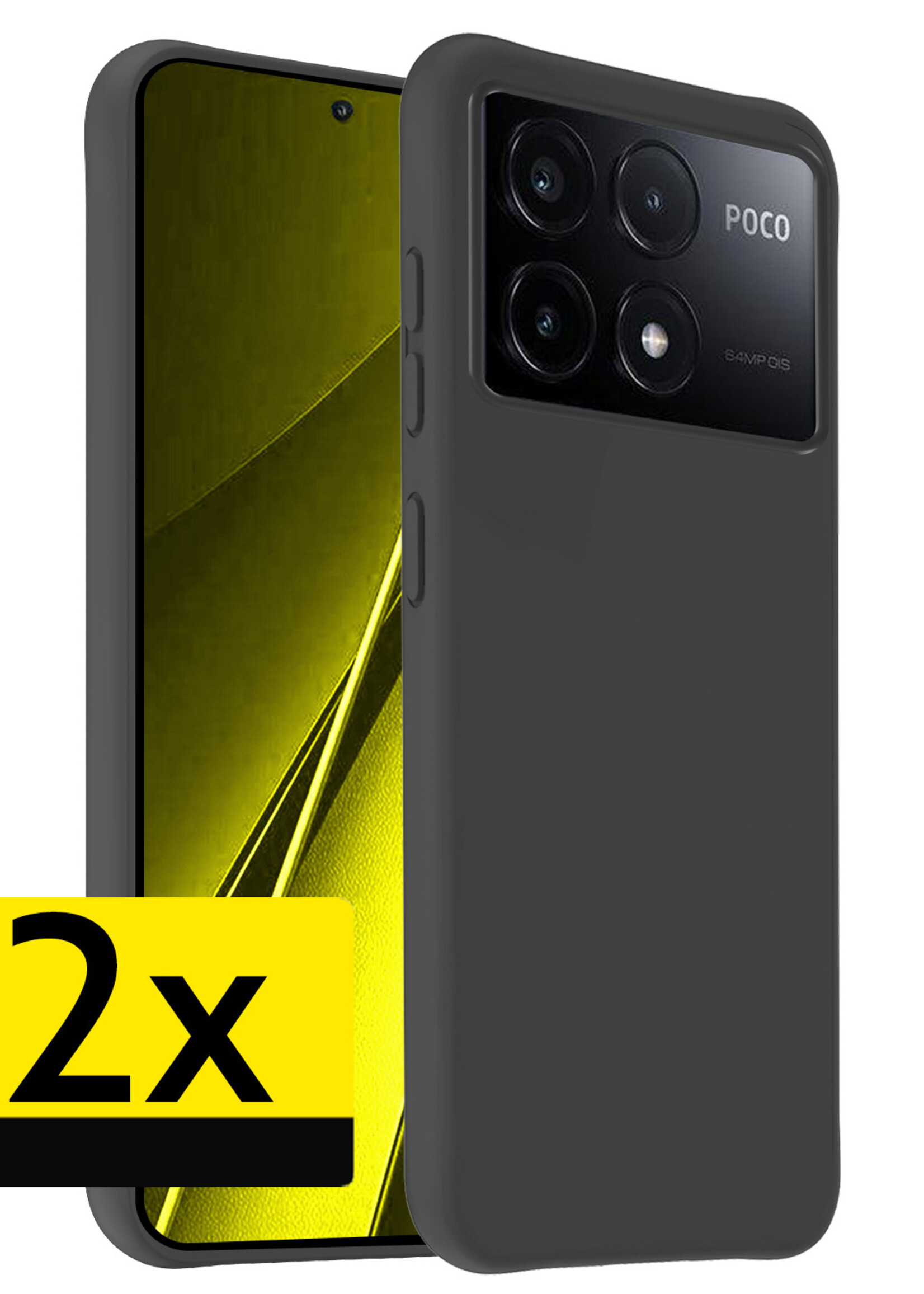 LUQ Hoesje Geschikt voor Xiaomi Poco X6 Pro 5G Hoesje Siliconen Case - Hoes Geschikt voor Xiaomi Poco X6 Pro Hoes Siliconen - Zwart - 2 Stuks