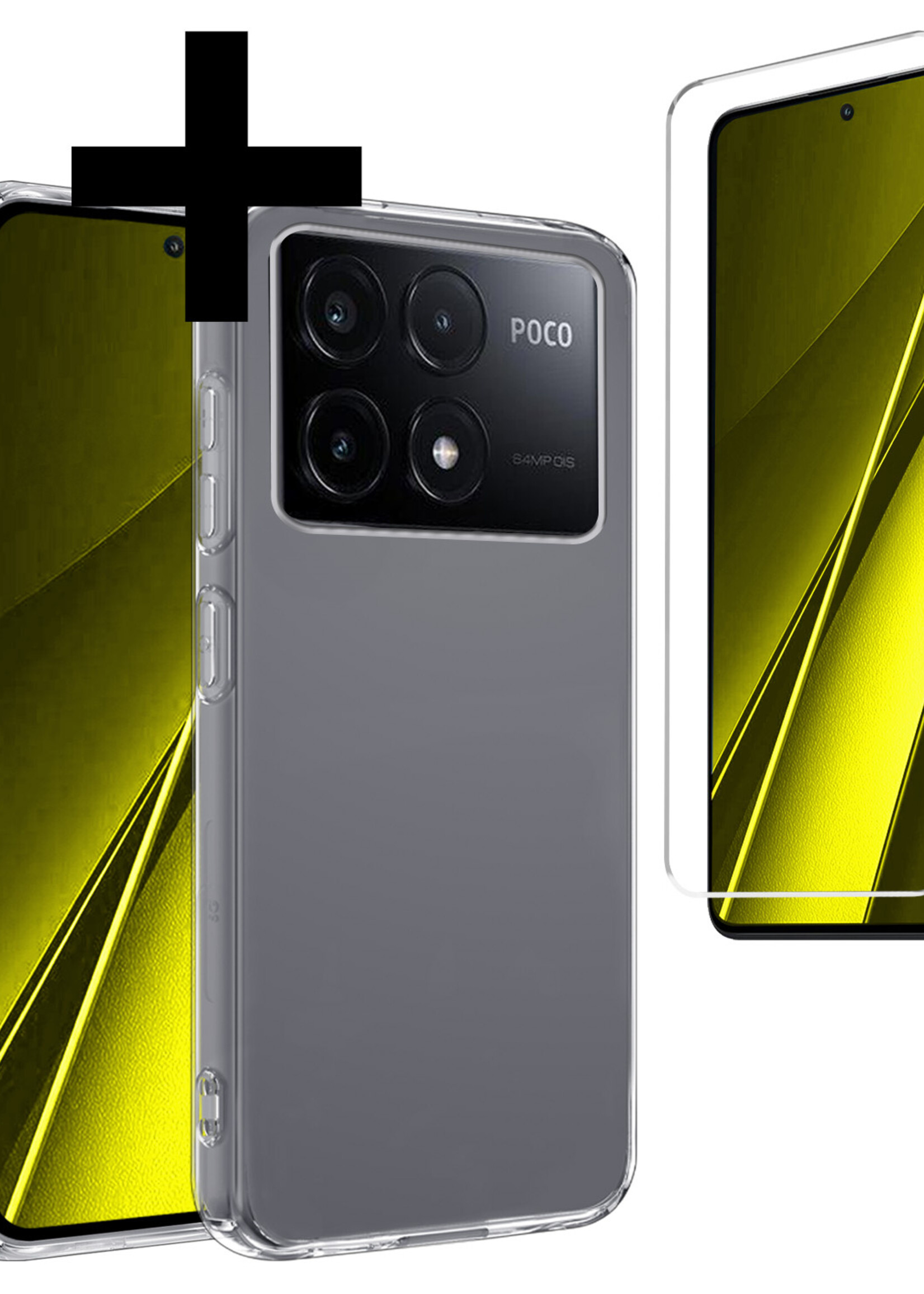 LUQ Hoesje Geschikt voor Xiaomi Poco X6 Pro 5G Hoesje Siliconen Case Met Screenprotector - Hoes Geschikt voor Xiaomi Poco X6 Pro Hoes Siliconen - Transparant