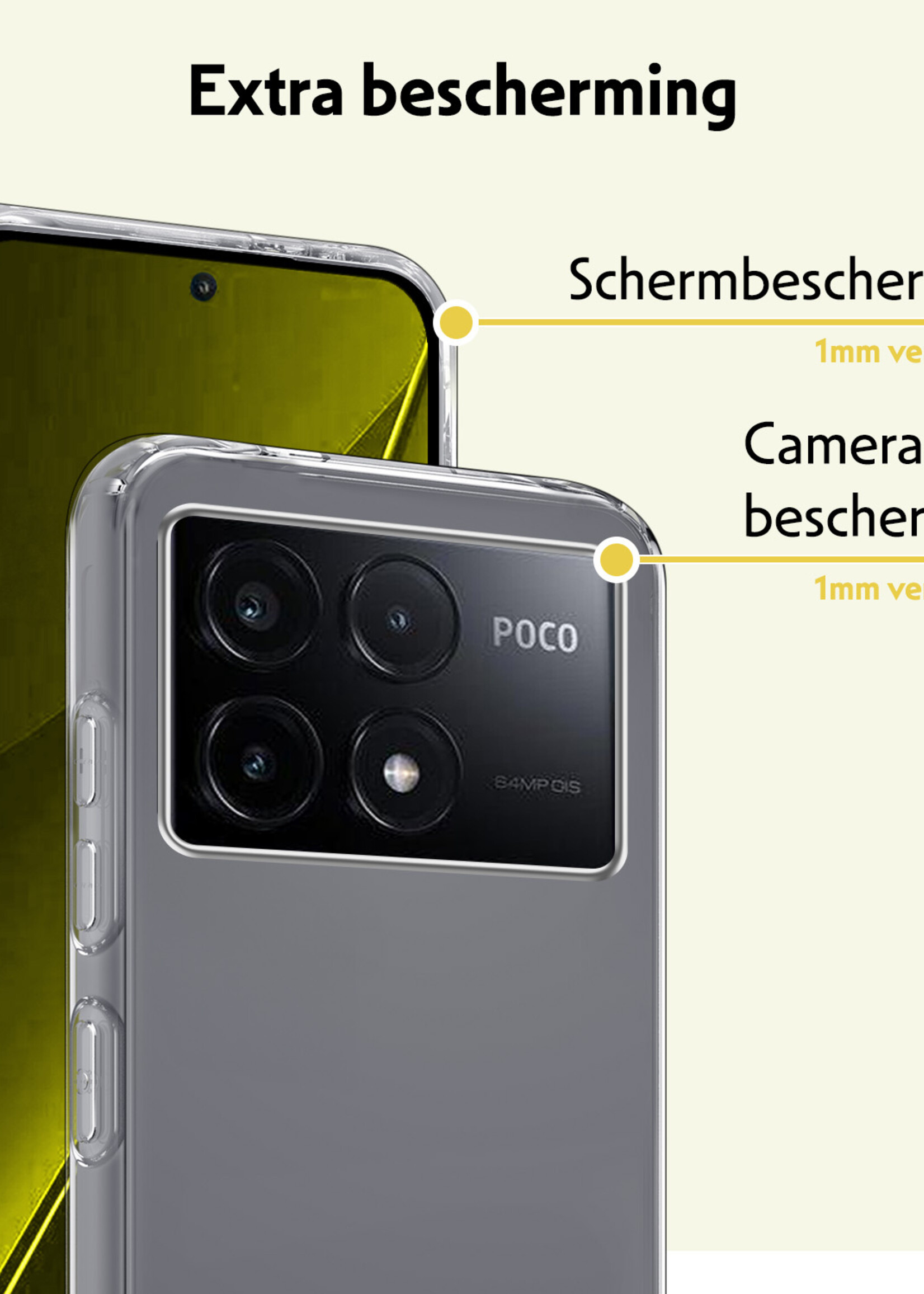 LUQ Hoesje Geschikt voor Xiaomi Poco X6 Pro 5G Hoesje Siliconen Case Met Screenprotector - Hoes Geschikt voor Xiaomi Poco X6 Pro Hoes Siliconen - Transparant
