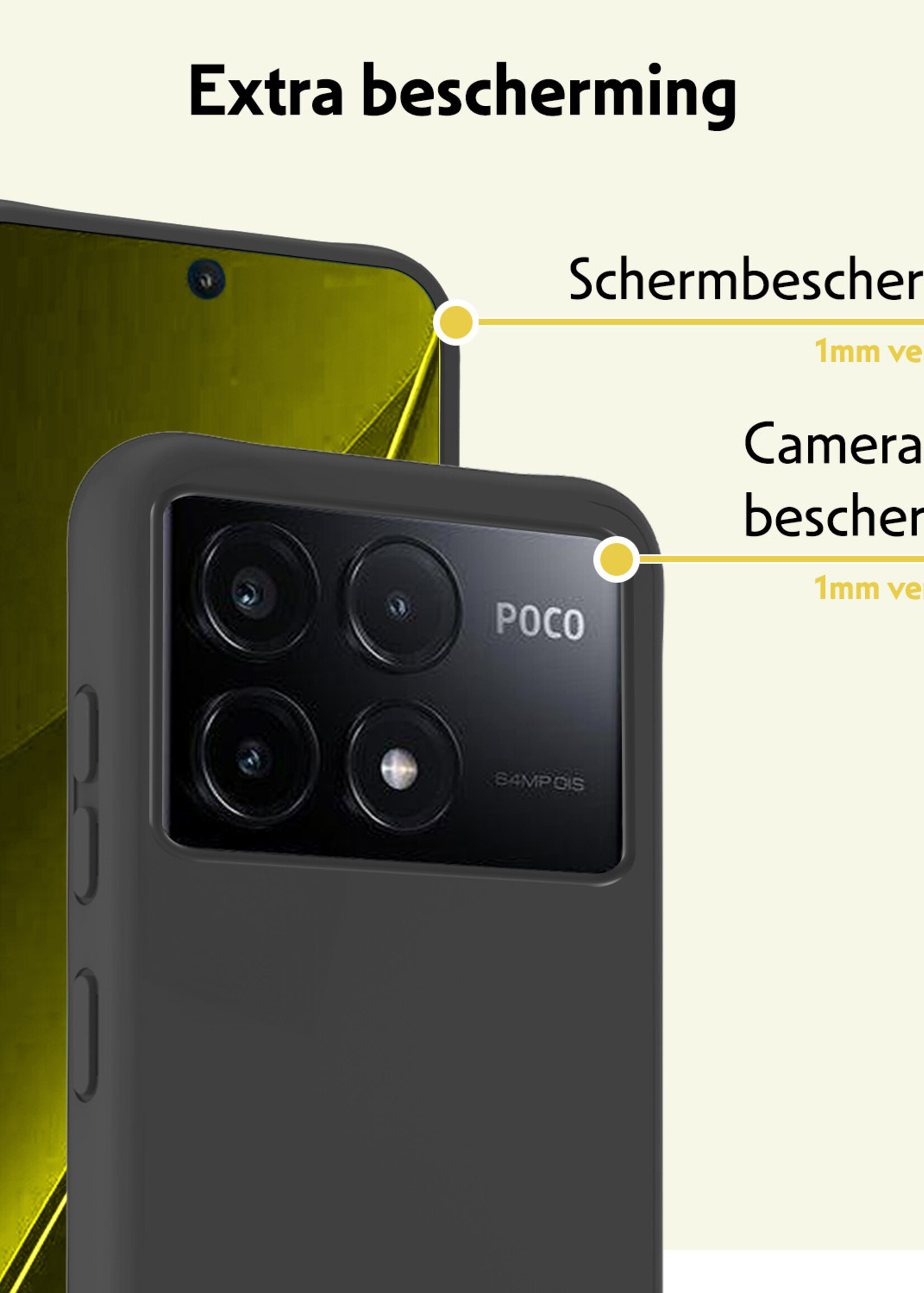 LUQ Hoesje Geschikt voor Xiaomi Poco X6 Pro 5G Hoesje Siliconen Case Met Screenprotector - Hoes Geschikt voor Xiaomi Poco X6 Pro Hoes Siliconen - Zwart