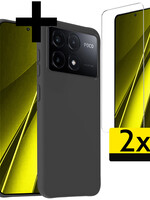 LUQ LUQ Xiaomi Poco X6 Pro Hoesje Siliconen Met 2x Screenprotector - Zwart