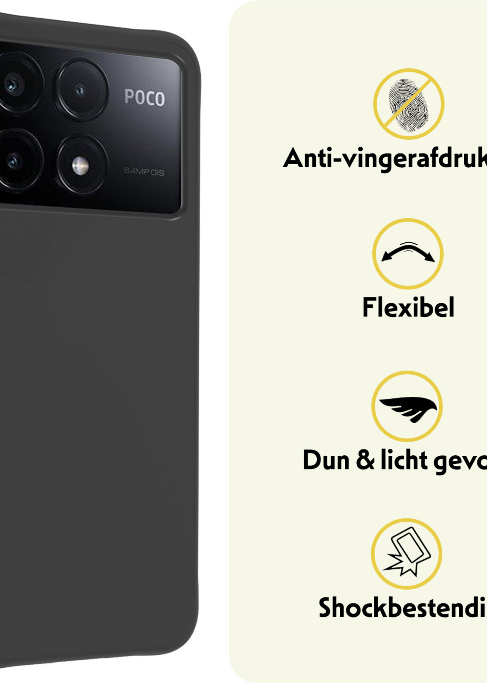 LUQ Hoesje Geschikt voor Xiaomi Poco X6 Pro 5G Hoesje Siliconen Case Met 2x Screenprotector - Hoes Geschikt voor Xiaomi Poco X6 Pro Hoes Siliconen - Zwart