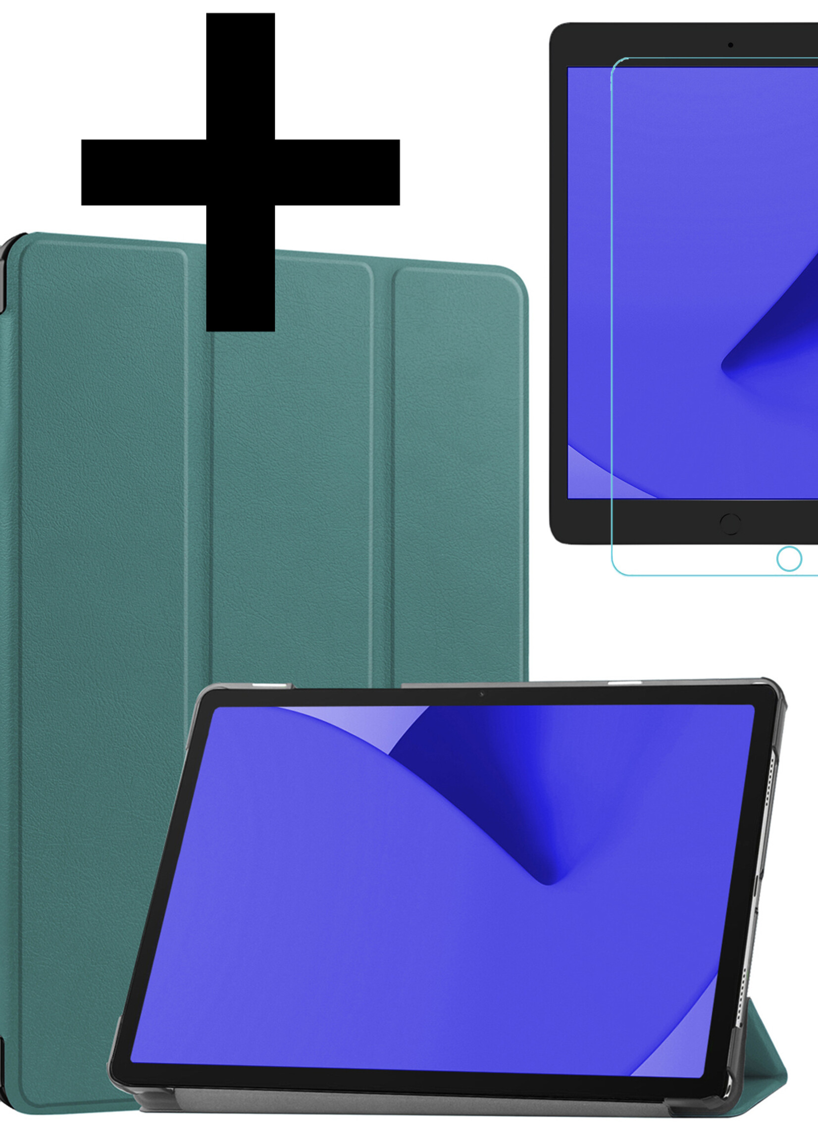 LUQ Hoes Geschikt voor iPad 10.2 2020 Hoes Luxe Hoesje Case Met Uitsparing Geschikt voor Apple Pencil Met Screenprotector - Hoesje Geschikt voor iPad 8 Hoes Cover - Donkergroen