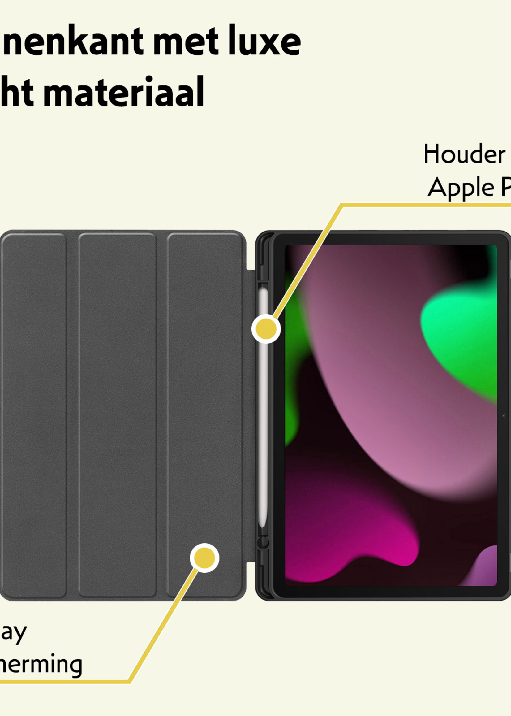 LUQ Hoes Geschikt voor iPad 10.2 2021 Hoes Luxe Hoesje Case Met Uitsparing Geschikt voor Apple Pencil - Hoesje Geschikt voor iPad 9 Hoes Cover - Donkergroen