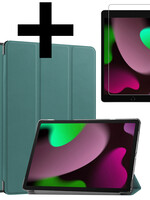 LUQ LUQ iPad 10.2 2021 Hoesje Met Uitsparing Apple Pencil Met Screenprotector - Donkergroen