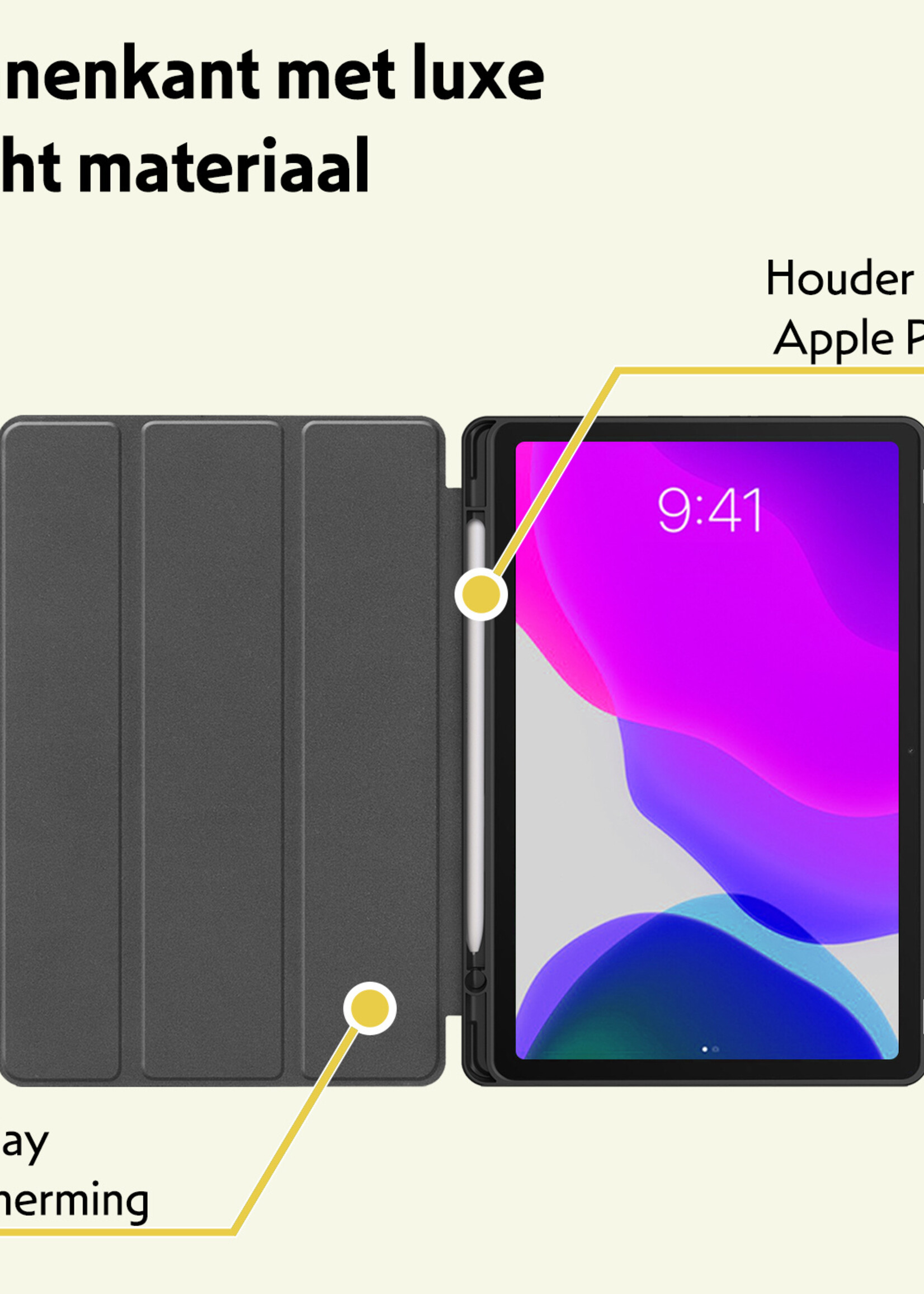 LUQ Hoes Geschikt voor iPad 10.2 2019 Hoes Luxe Hoesje Case Met Uitsparing Geschikt voor Apple Pencil - Hoesje Geschikt voor iPad 7 Hoes Cover - Donkergroen