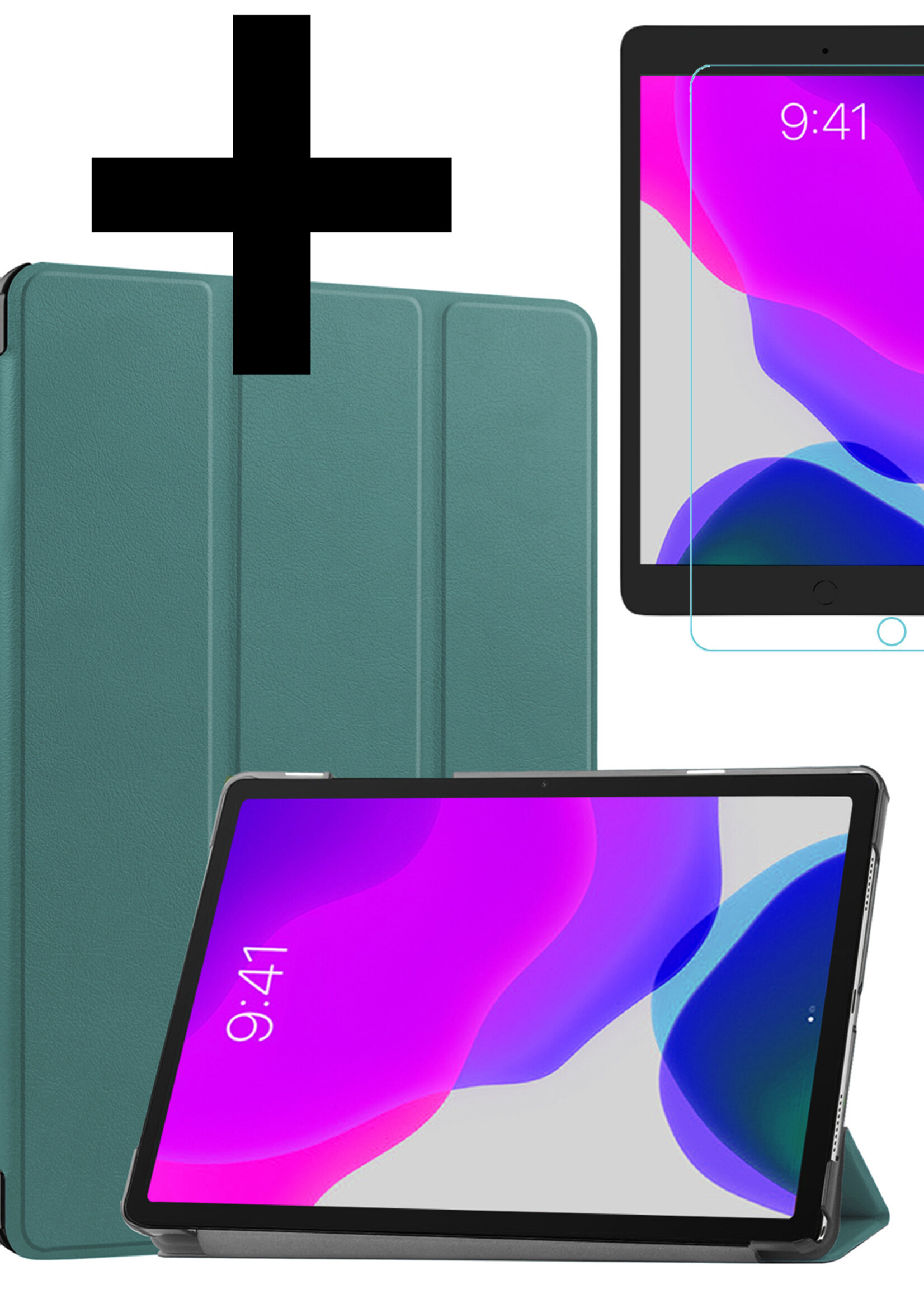 LUQ Hoes Geschikt voor iPad 10.2 2019 Hoes Luxe Hoesje Case Met Uitsparing Geschikt voor Apple Pencil Met Screenprotector - Hoesje Geschikt voor iPad 7 Hoes Cover - Donkergroen