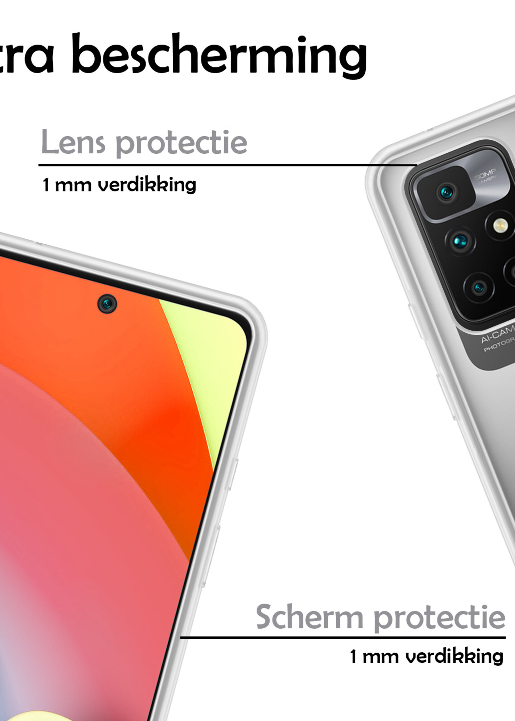 LUQ Hoesje Geschikt voor Xiaomi Redmi 10 2022 Hoesje Siliconen Case - Hoes Geschikt voor Xiaomi Redmi 10 2022 Hoes Siliconen - Transparant - 2 Stuks