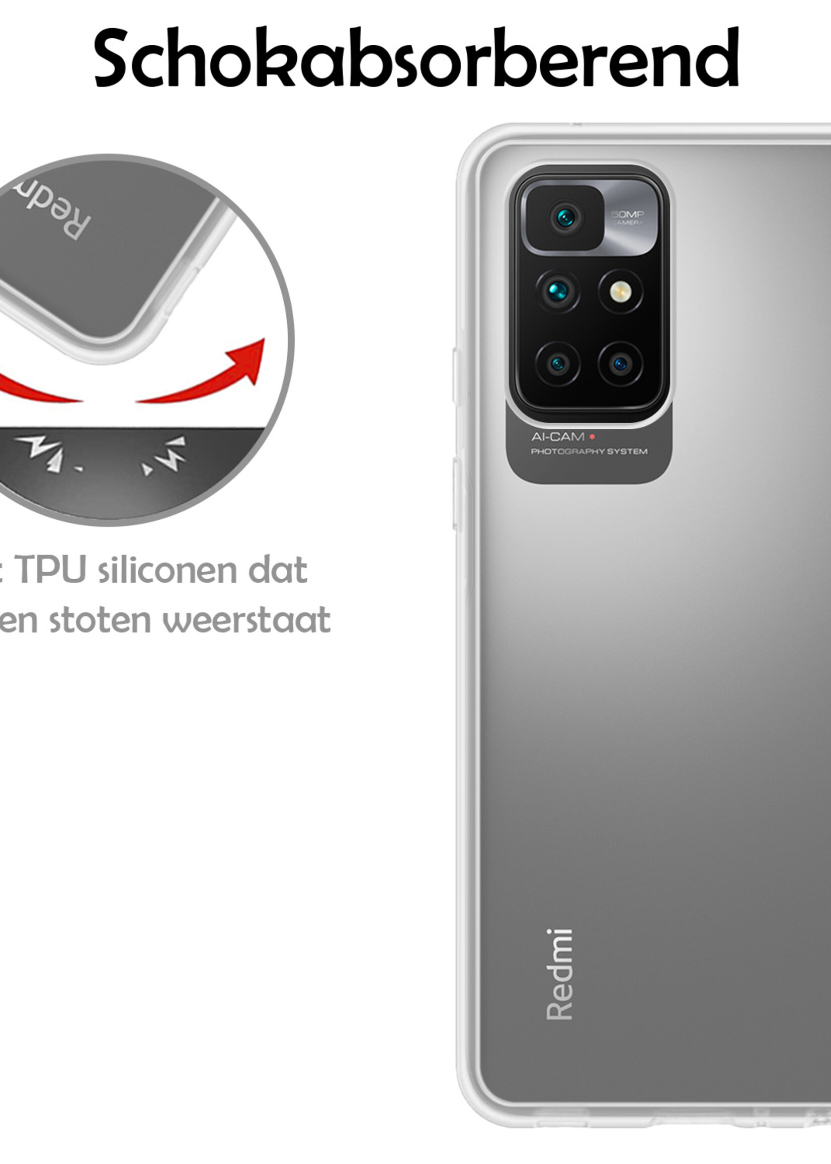 LUQ Hoesje Geschikt voor Xiaomi Redmi 10 2022 Hoesje Siliconen Case - Hoes Geschikt voor Xiaomi Redmi 10 2022 Hoes Siliconen - Transparant