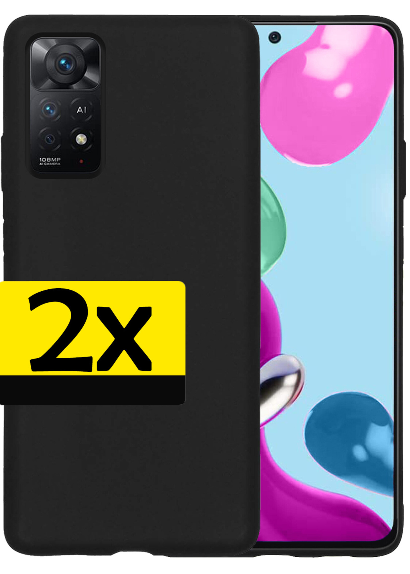 LUQ Hoesje Geschikt voor Xiaomi Redmi Note 11s Hoesje Siliconen Case - Hoes Geschikt voor Xiaomi Redmi Note 11s Hoes Siliconen - Zwart - 2 Stuks