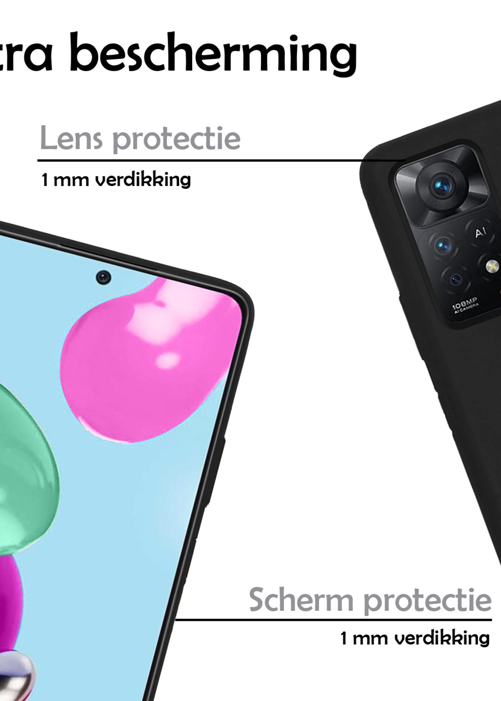 LUQ Hoesje Geschikt voor Xiaomi Redmi Note 11s Hoesje Siliconen Case - Hoes Geschikt voor Xiaomi Redmi Note 11s Hoes Siliconen - Zwart - 2 Stuks