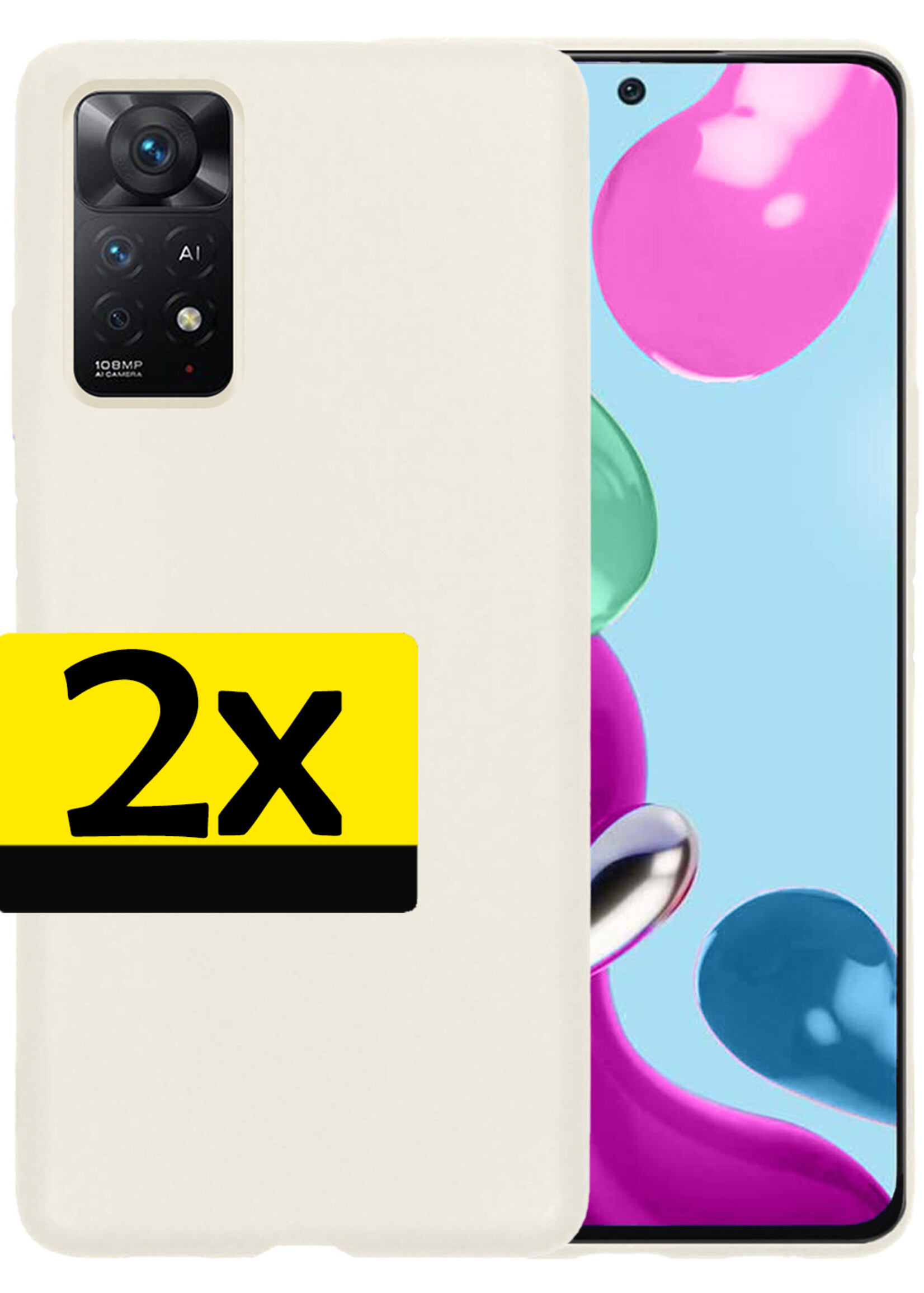 LUQ Hoesje Geschikt voor Xiaomi Redmi Note 11s Hoesje Siliconen Case - Hoes Geschikt voor Xiaomi Redmi Note 11s Hoes Siliconen - Wit - 2 Stuks