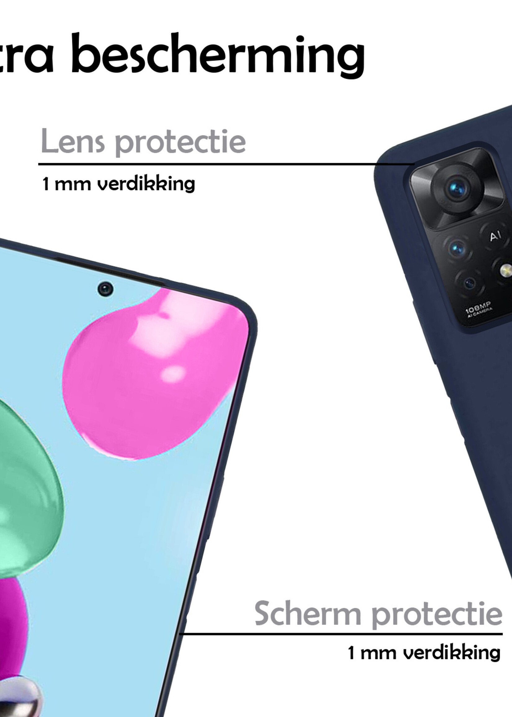 LUQ Hoesje Geschikt voor Xiaomi Redmi Note 11s Hoesje Siliconen Case - Hoes Geschikt voor Xiaomi Redmi Note 11s Hoes Siliconen - Donkerblauw - 2 Stuks