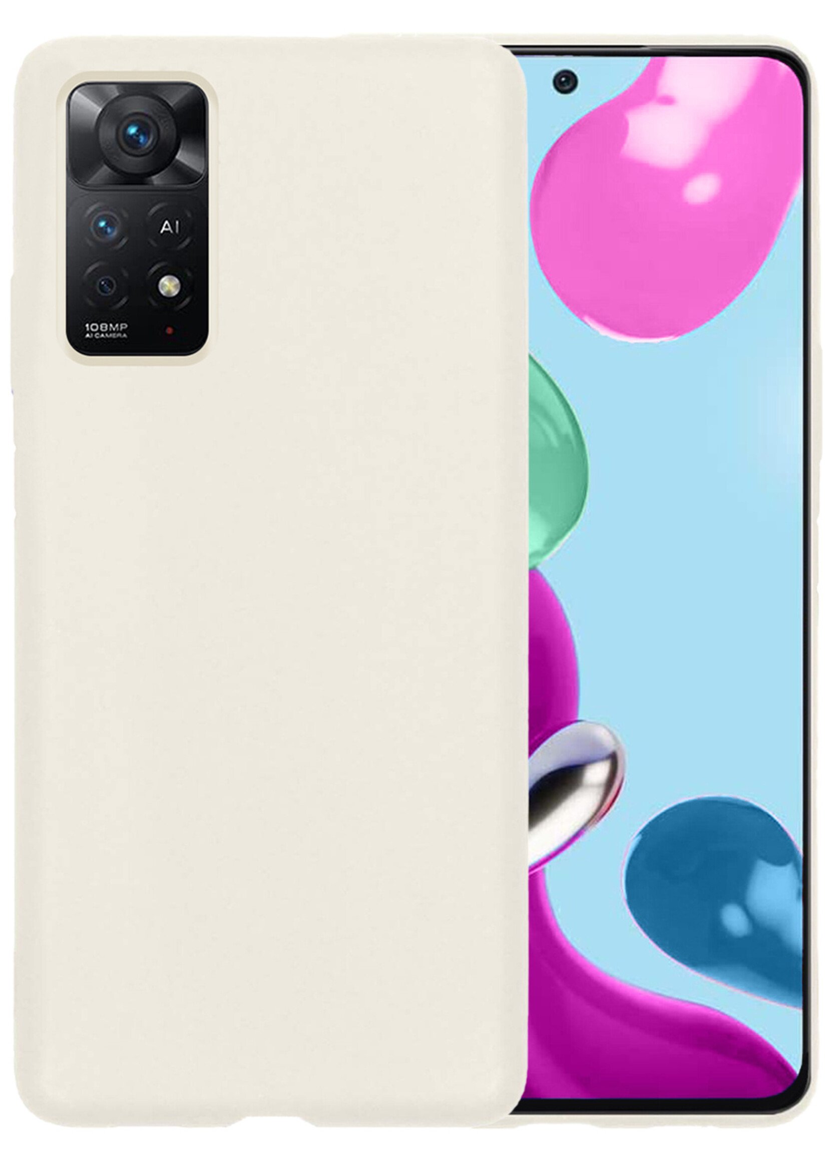 LUQ Hoesje Geschikt voor Xiaomi Redmi Note 11s Hoesje Siliconen Case - Hoes Geschikt voor Xiaomi Redmi Note 11s Hoes Siliconen - Wit