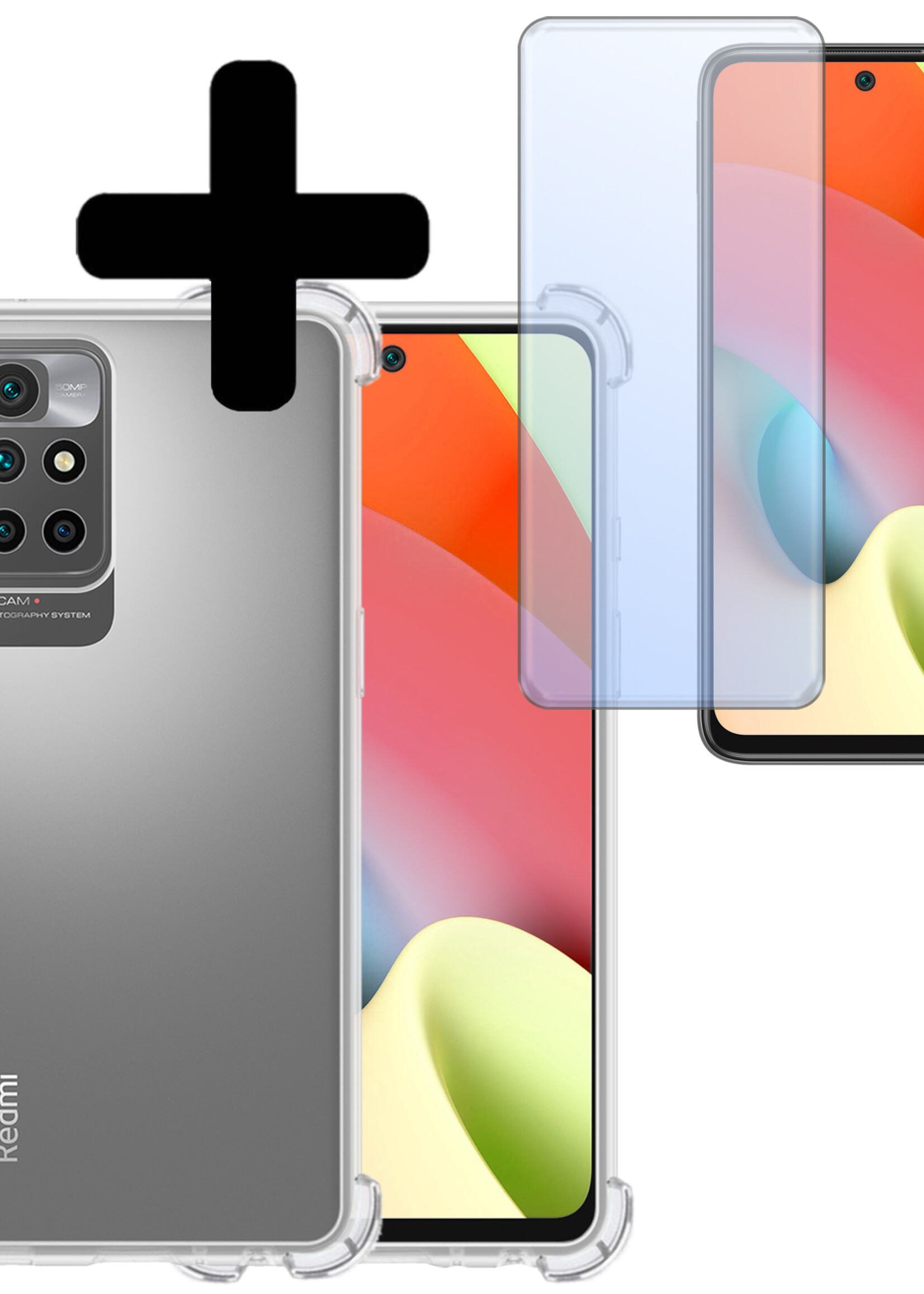 LUQ Hoesje Geschikt voor Xiaomi Redmi 10 2022 Hoesje Shockproof Case Siliconen Met Screenprotector - Hoes Geschikt voor Xiaomi Redmi 10 2022 Hoes Cover Siliconen - Transparant