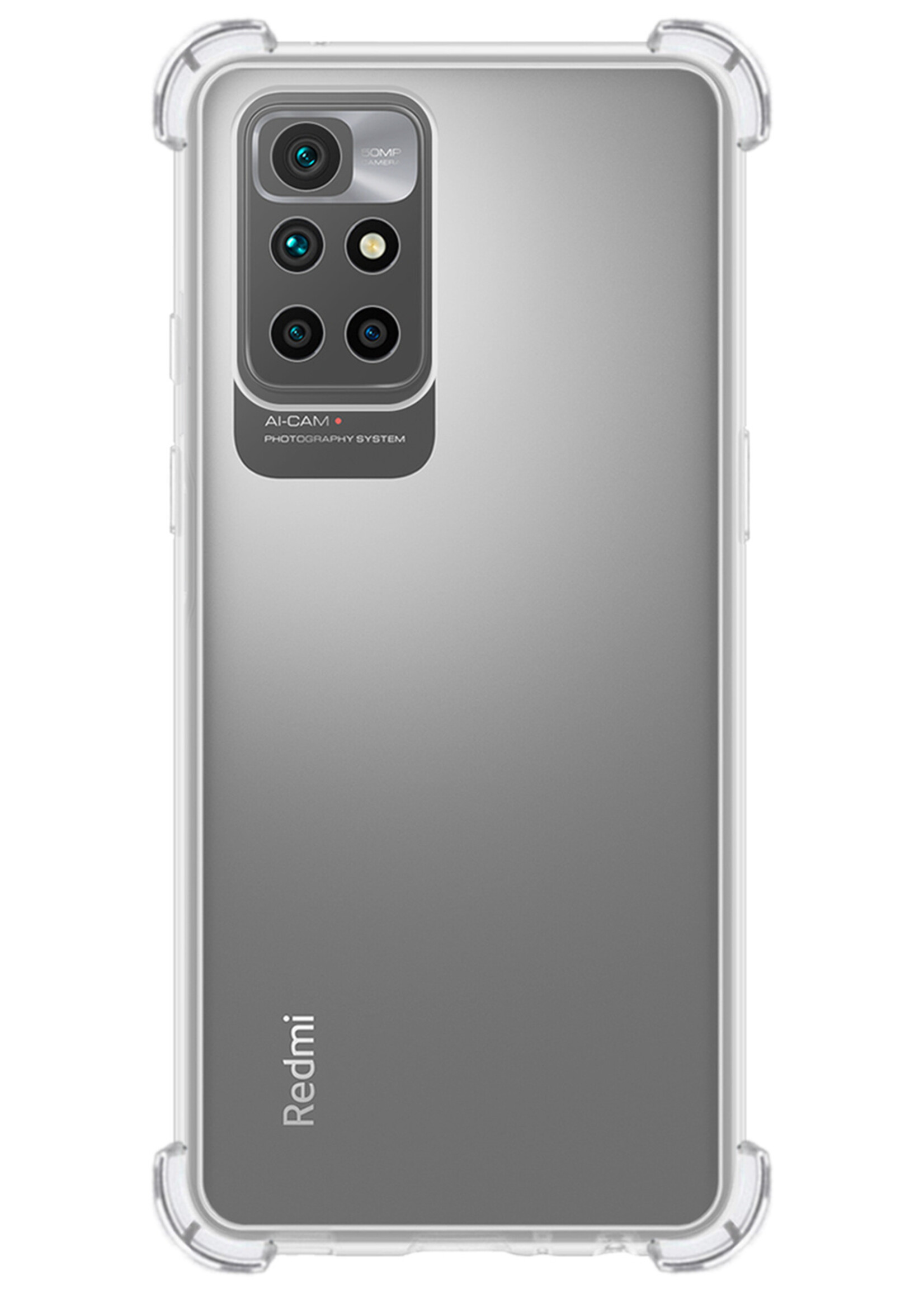 LUQ Hoesje Geschikt voor Xiaomi Redmi 10 2022 Hoesje Shockproof Case Siliconen Met Screenprotector - Hoes Geschikt voor Xiaomi Redmi 10 2022 Hoes Cover Siliconen - Transparant