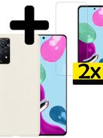 LUQ LUQ Xiaomi Redmi Note 11s Hoesje Siliconen Met 2x Screenprotector - Wit