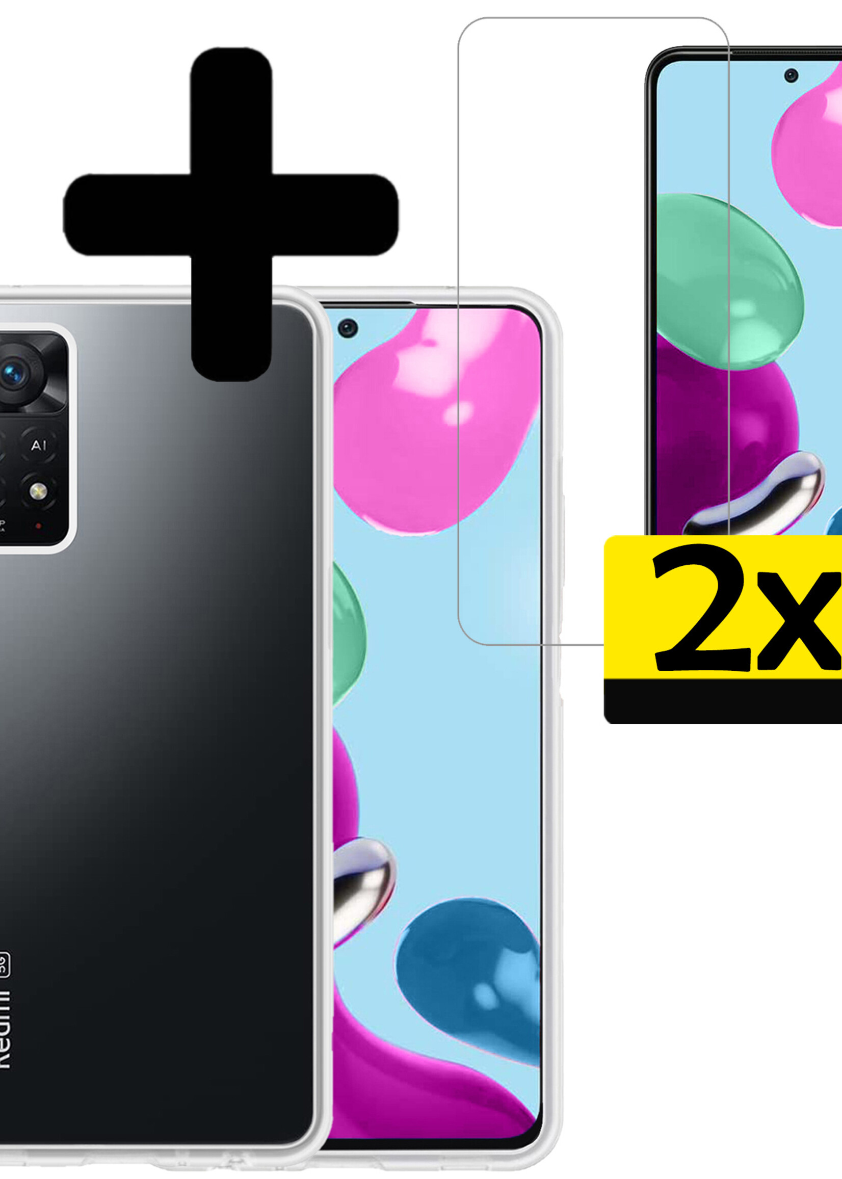 LUQ Hoesje Geschikt voor Xiaomi Redmi Note 11s Hoesje Siliconen Case Met 2x Screenprotector - Hoes Geschikt voor Xiaomi Redmi Note 11s Hoes Siliconen - Transparant