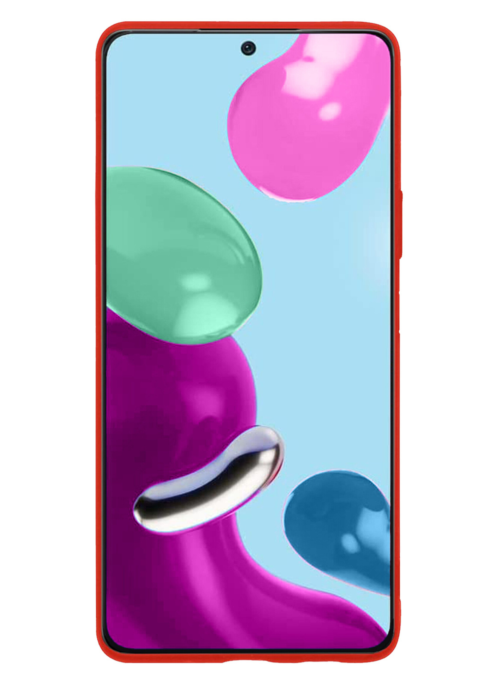 LUQ Hoesje Geschikt voor Xiaomi Redmi Note 11s Hoesje Siliconen Case Met 2x Screenprotector - Hoes Geschikt voor Xiaomi Redmi Note 11s Hoes Siliconen - Rood