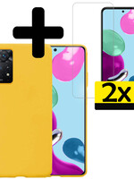 LUQ LUQ Xiaomi Redmi Note 11s Hoesje Siliconen Met 2x Screenprotector - Geel