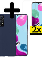 LUQ LUQ Xiaomi Redmi Note 11s Hoesje Siliconen Met 2x Screenprotector - Donkerblauw