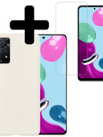 LUQ LUQ Xiaomi Redmi Note 11s Hoesje Siliconen Met Screenprotector - Wit