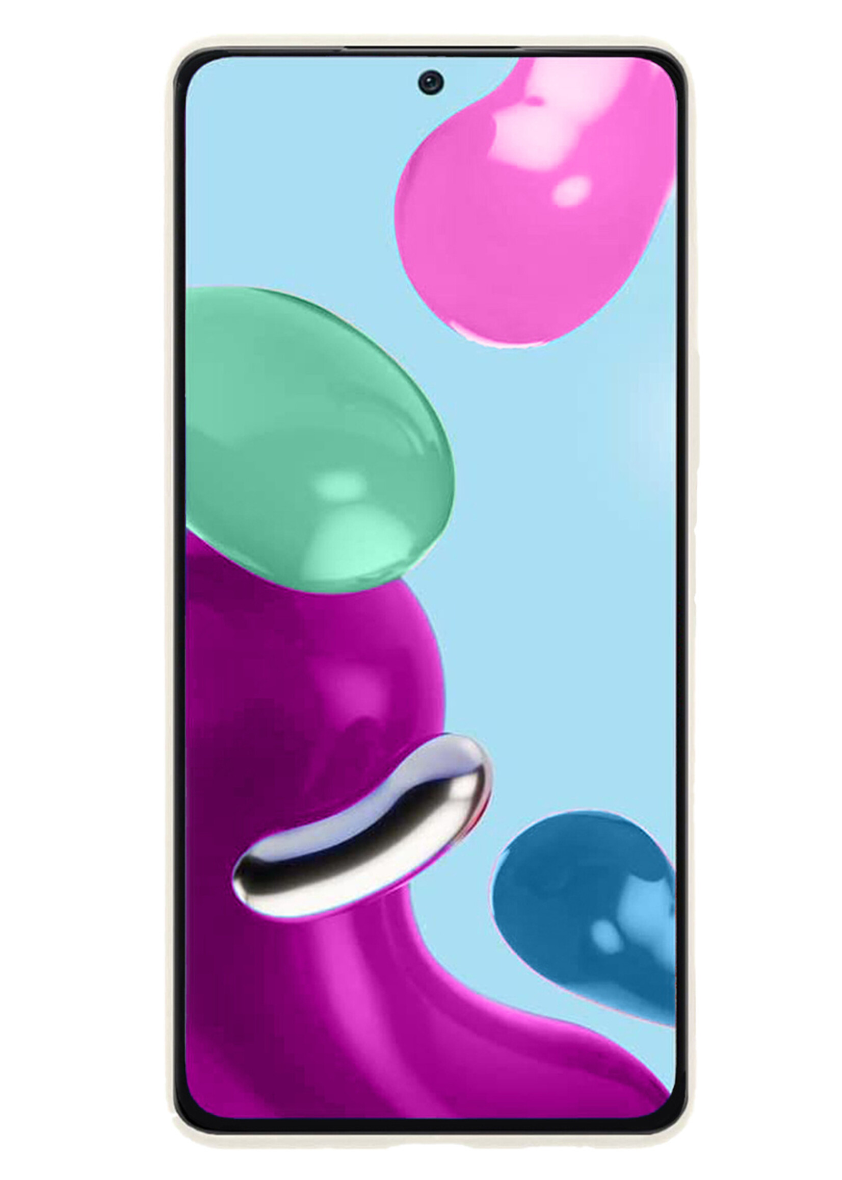 LUQ Hoesje Geschikt voor Xiaomi Redmi Note 11s Hoesje Siliconen Case Met Screenprotector - Hoes Geschikt voor Xiaomi Redmi Note 11s Hoes Siliconen - Wit